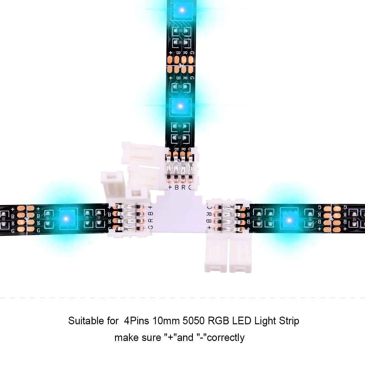 Icreating Led Strip Connectors 4 Pin  Rgb Led Light Connectors Kit Includes 5050 Led Connectors L Shape 4Pin 10Mm Led Light Strip Connectors
