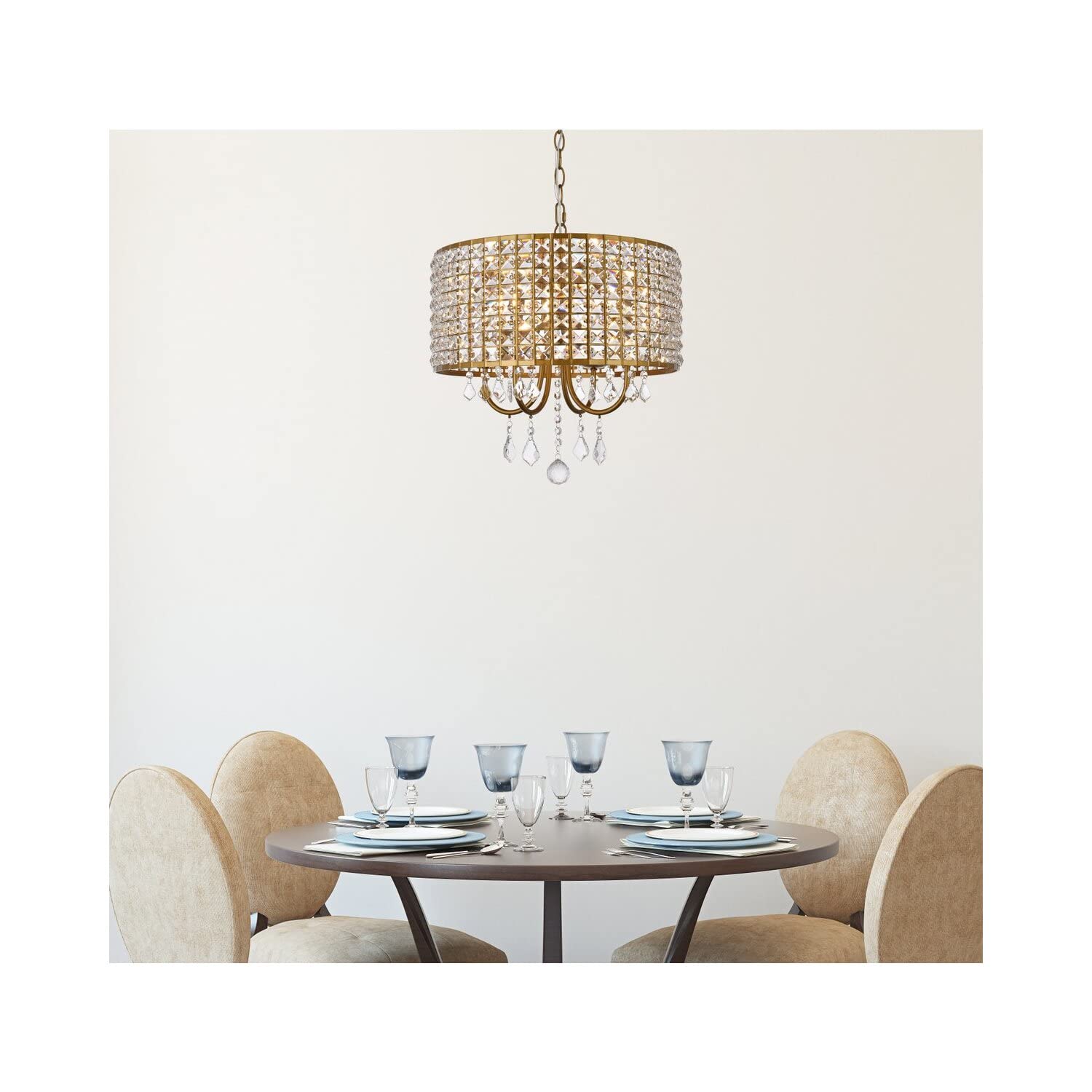 Living District Elise 4-Light Transitional Metal Pendant in Brass