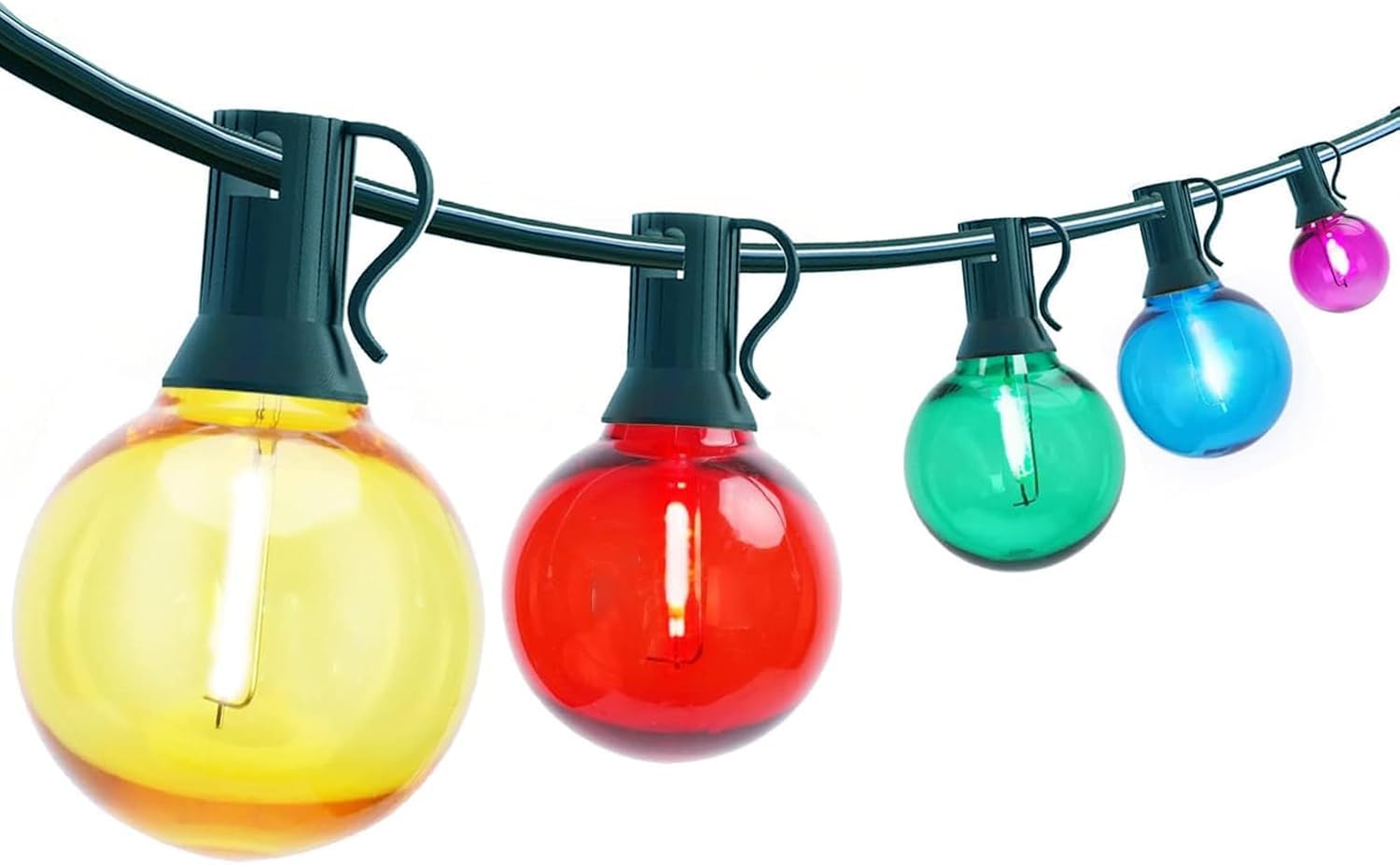 25Ft Led Christmas Outdoor String Lights  G40 Globe Edison Lights With 27 0.6W Baked Multicolor Bulbs  Vintage Ceramic Lights For Holiday Party Backyard Wedding Garden Patio Porch Decor  Green Wire