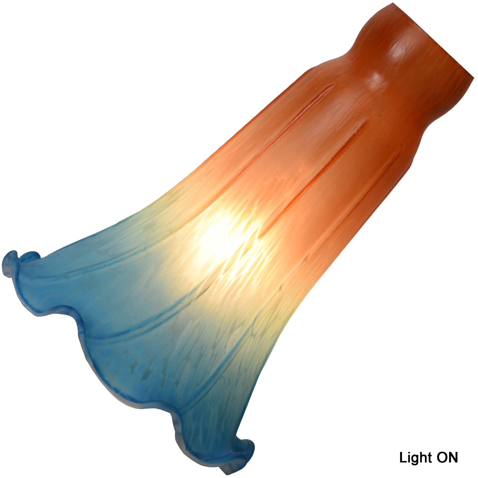 Bieye Ls22 Lily Flower Blown Glass Lampshade (Orange Blue, Opening I.D. 1.26'' X O.D. 1.5'')