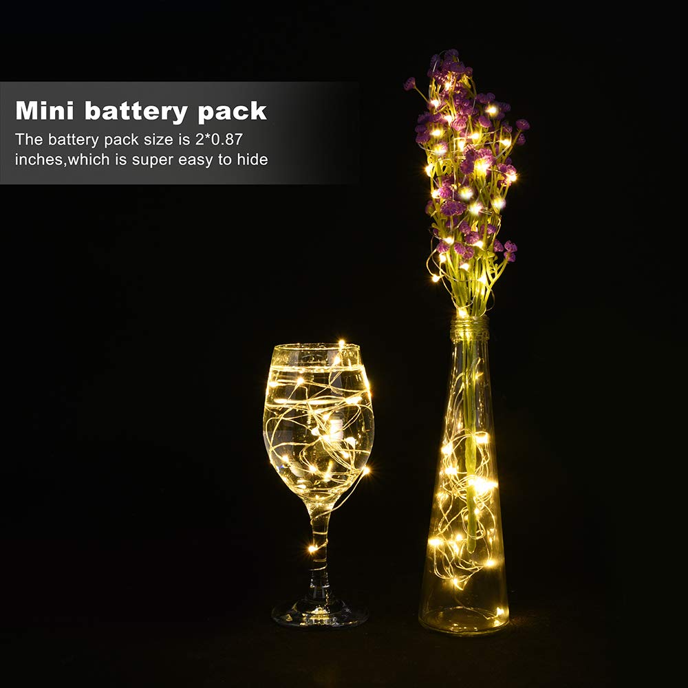 Ledikon 24 Pack Fairy Lights Battery Operated String Lights-3.3Ft 20 Led Silver Wire Warm White Firefly Mini Lights For Wedding,Party,Table Centerpieces,Diy Crafts,Mason Jars,Christmas Decor