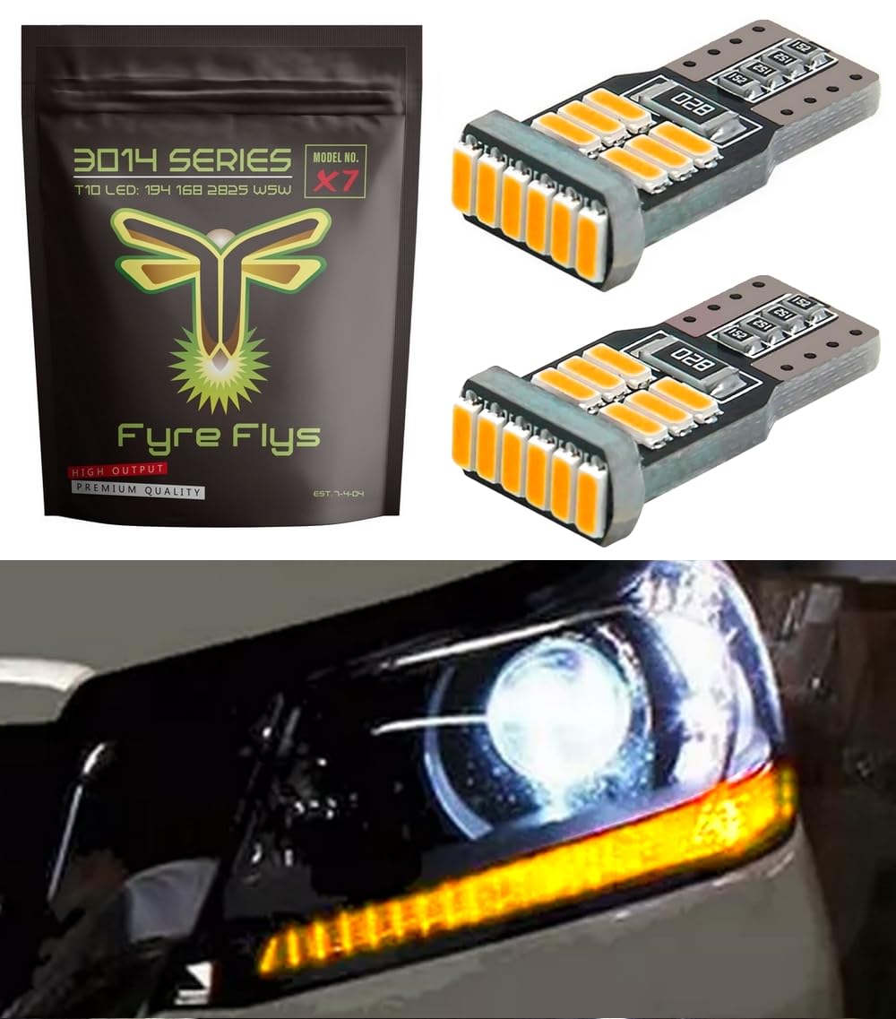 Fyre Flys LED Headlight DRL Strip Bulbs, 3014 Series, Canbus Error Free, Yellow/Amber, Model X7-3014-18-CN-HA, for