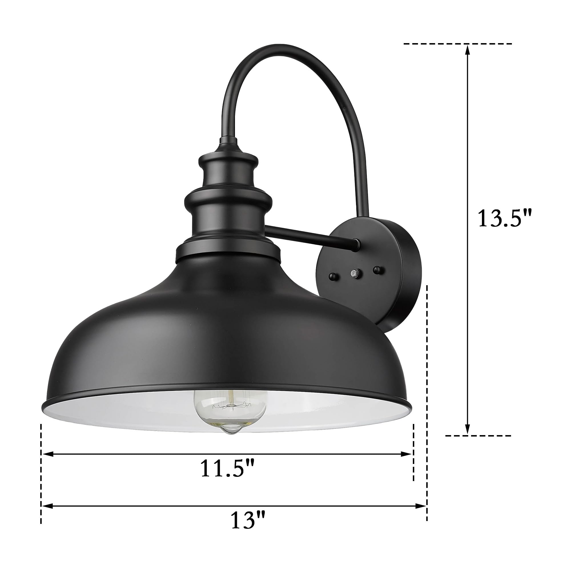 Bestshared Gooseneck Barn Light, Outdoor Wall Lantern, Metal, Black+White, 4 Pack, Model BSDDV260-NE