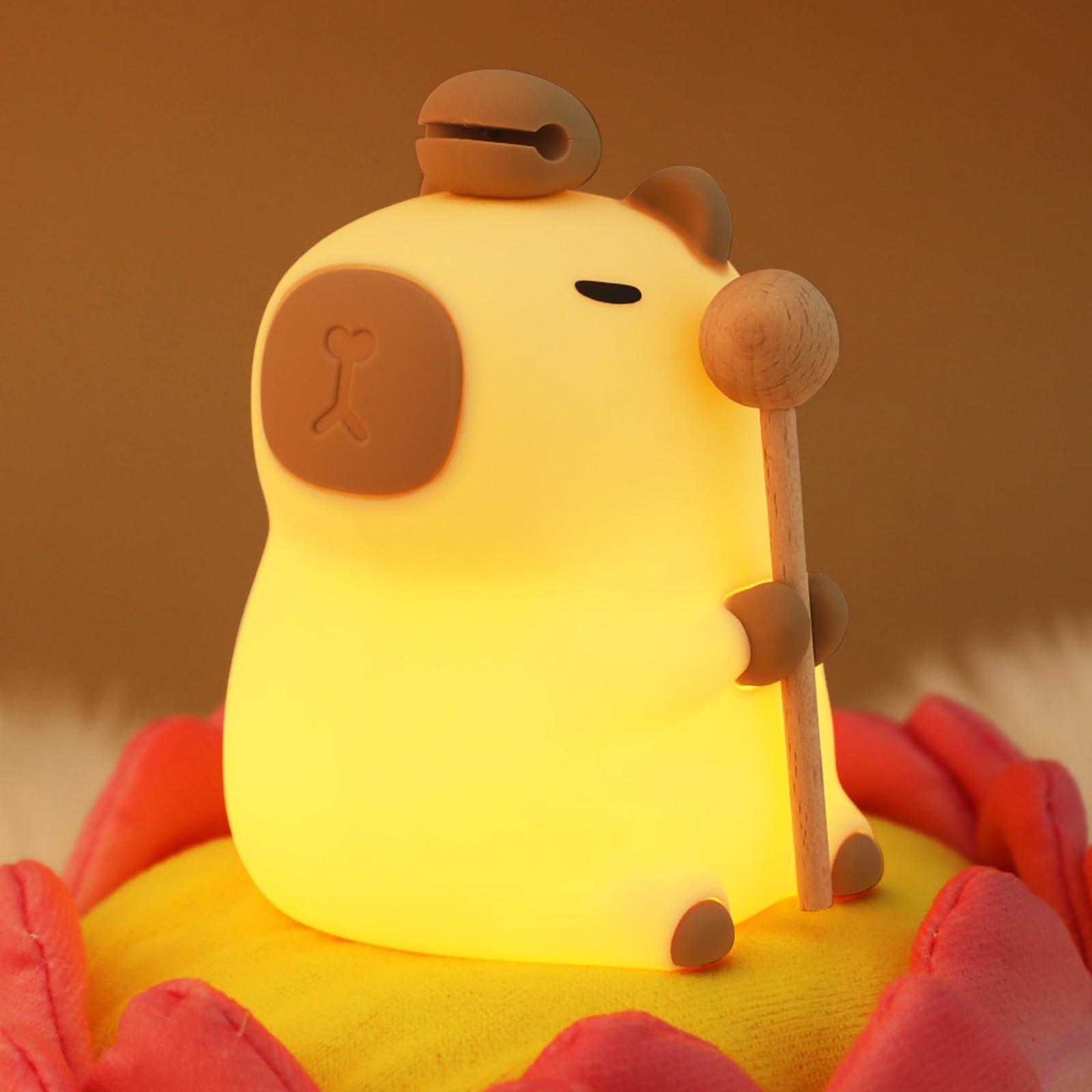 MOKYDUO Capybara Nursery Night Light, 7-Color RGB Mood Light & 3-Level Dimmable Warm Light, Tap Control, 30Min Timer, 100% Safe