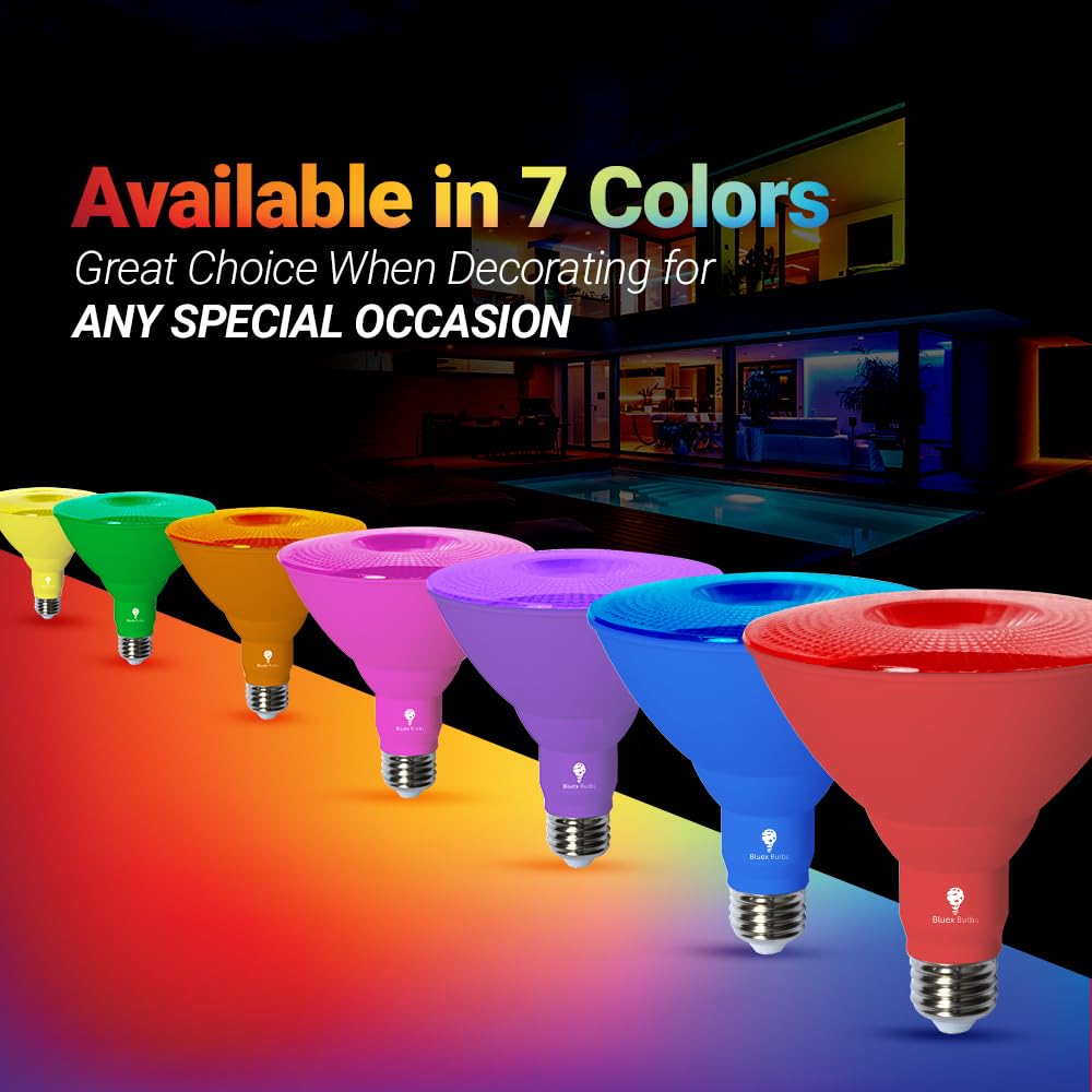 Bluex Bulbs 2 Pack LED Par38 Flood Light Bulb - 18W Dimmable Pink E26 Base for Party & Home Lighting