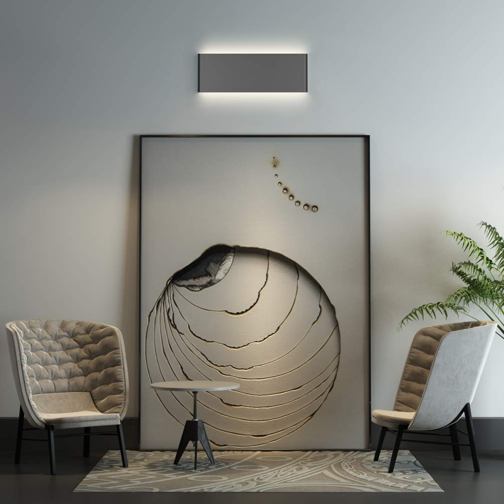 Ralbay LED Black Wall Sconce 2-Pack, 15.7in Aluminum Up and Down Bathroom Lighting, Natural White Light 4500K