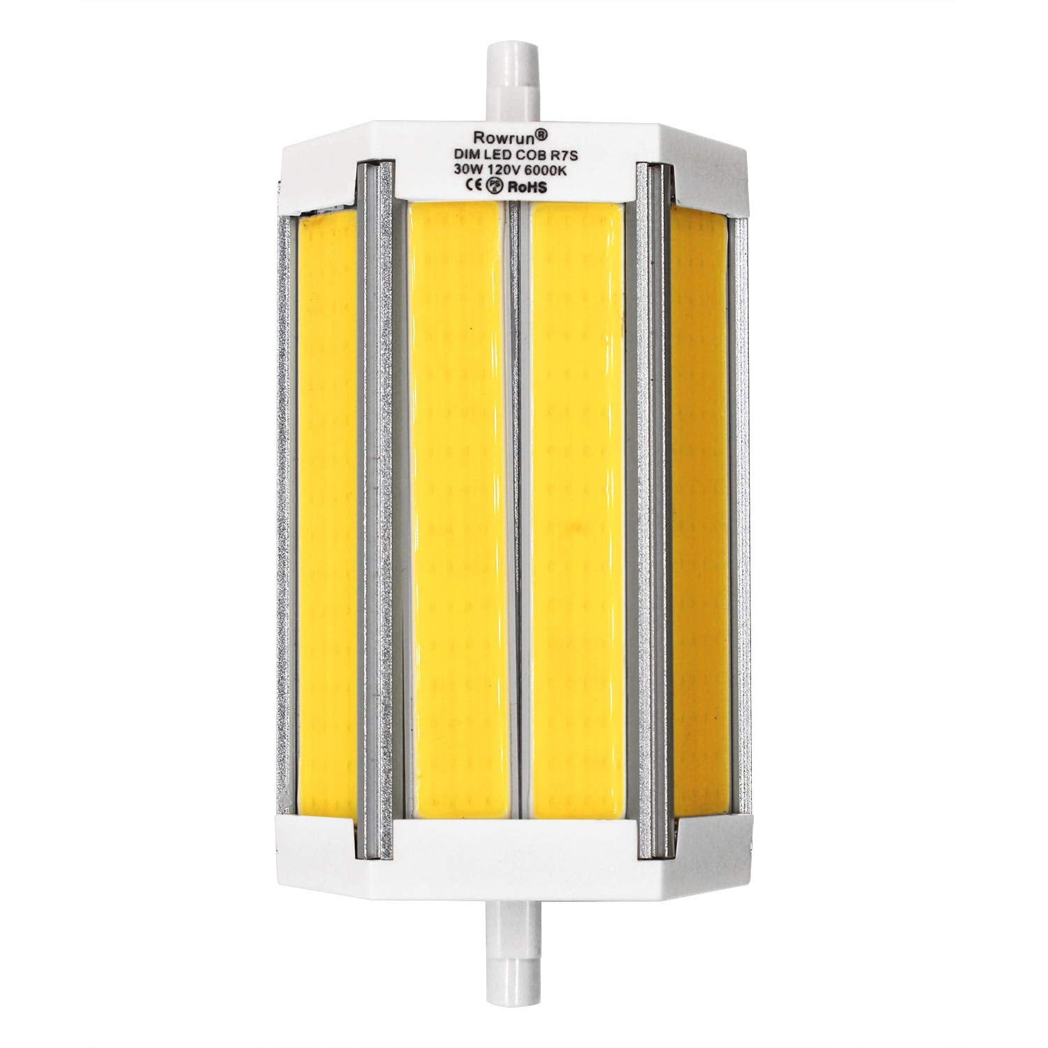 Rowrun R7S J118 30W Led Bulb Double Ended Base J-Type Dimmable Daylight White 6000K Cob Light Bulb 118Mm For Household Lighting 