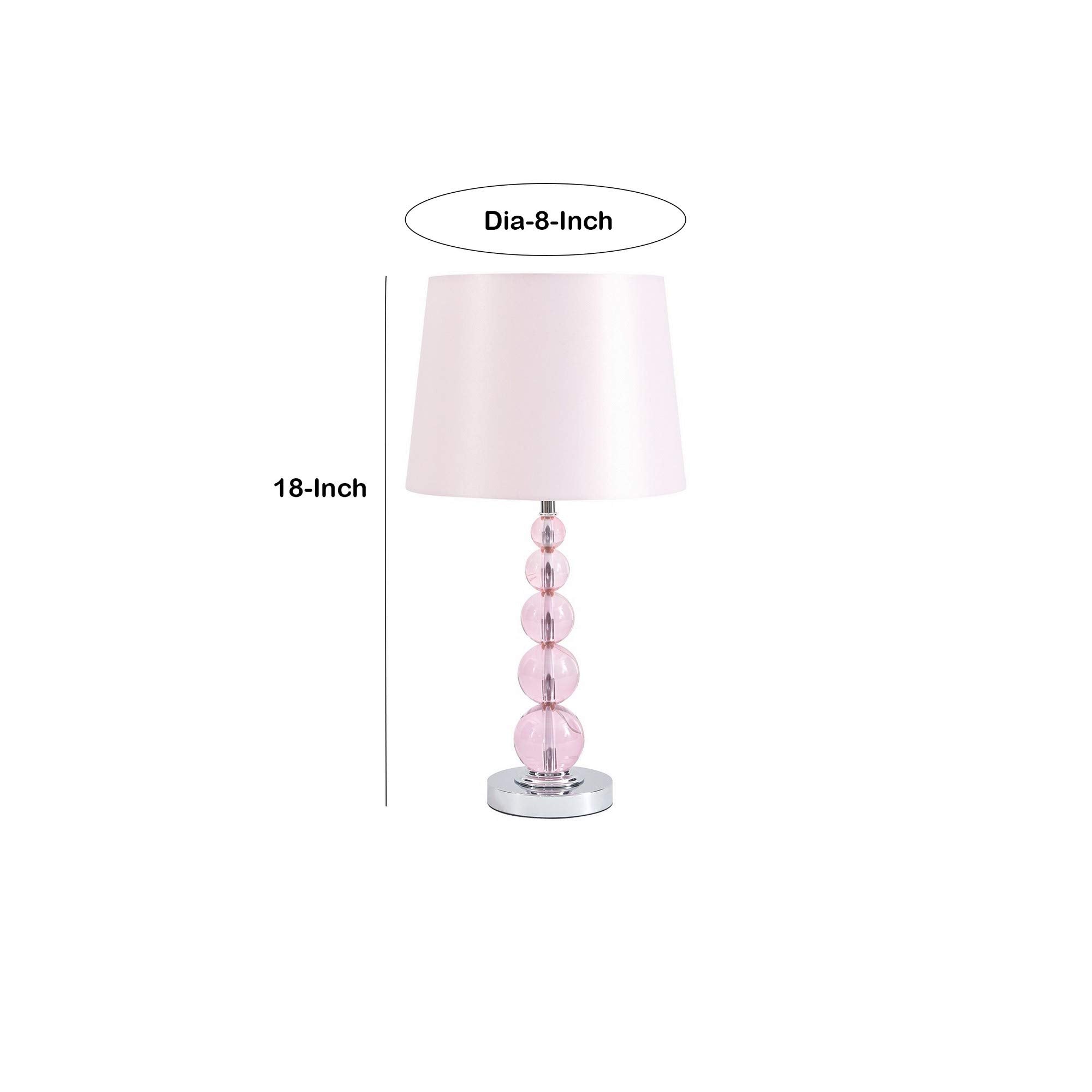 Benjara Bm230974 Hardback Shade Table Lamp With Crystal Accents, Pink