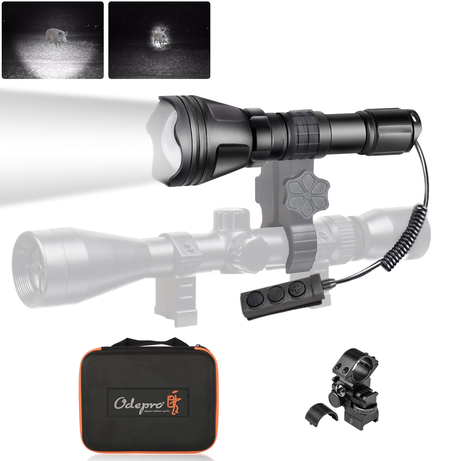 Odepro KL52 Max Upgraded 850nm IR Illuminator Flashlight for Night Vision Hunting, Focus Adjustable Infrared Scope Mounted Light