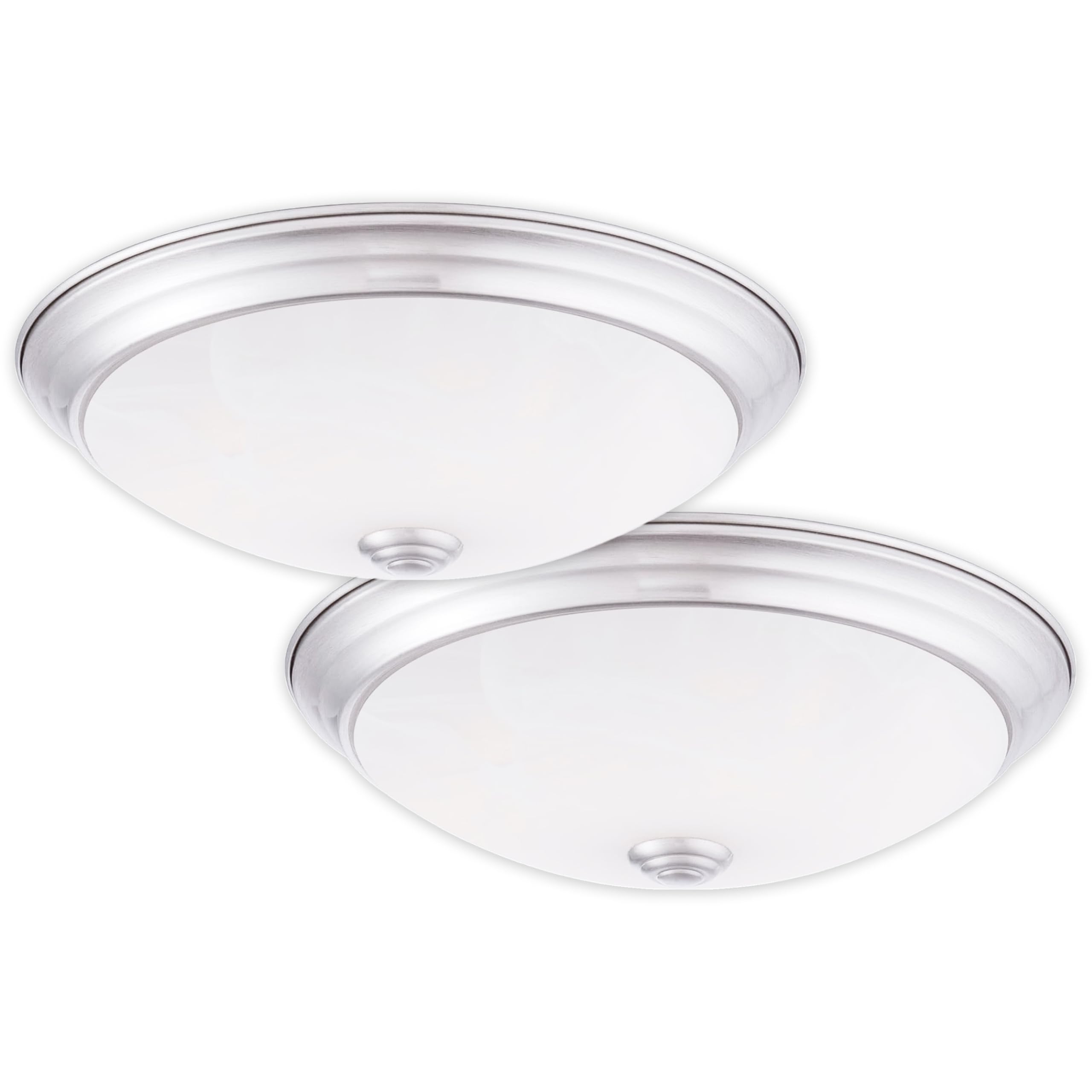 Designers Fountain 11 Inch Integrated LED Flush Mount Ceiling Light, 2-Pack, Alabaster White Glass Fixture for Kitchen, Bedroom,
