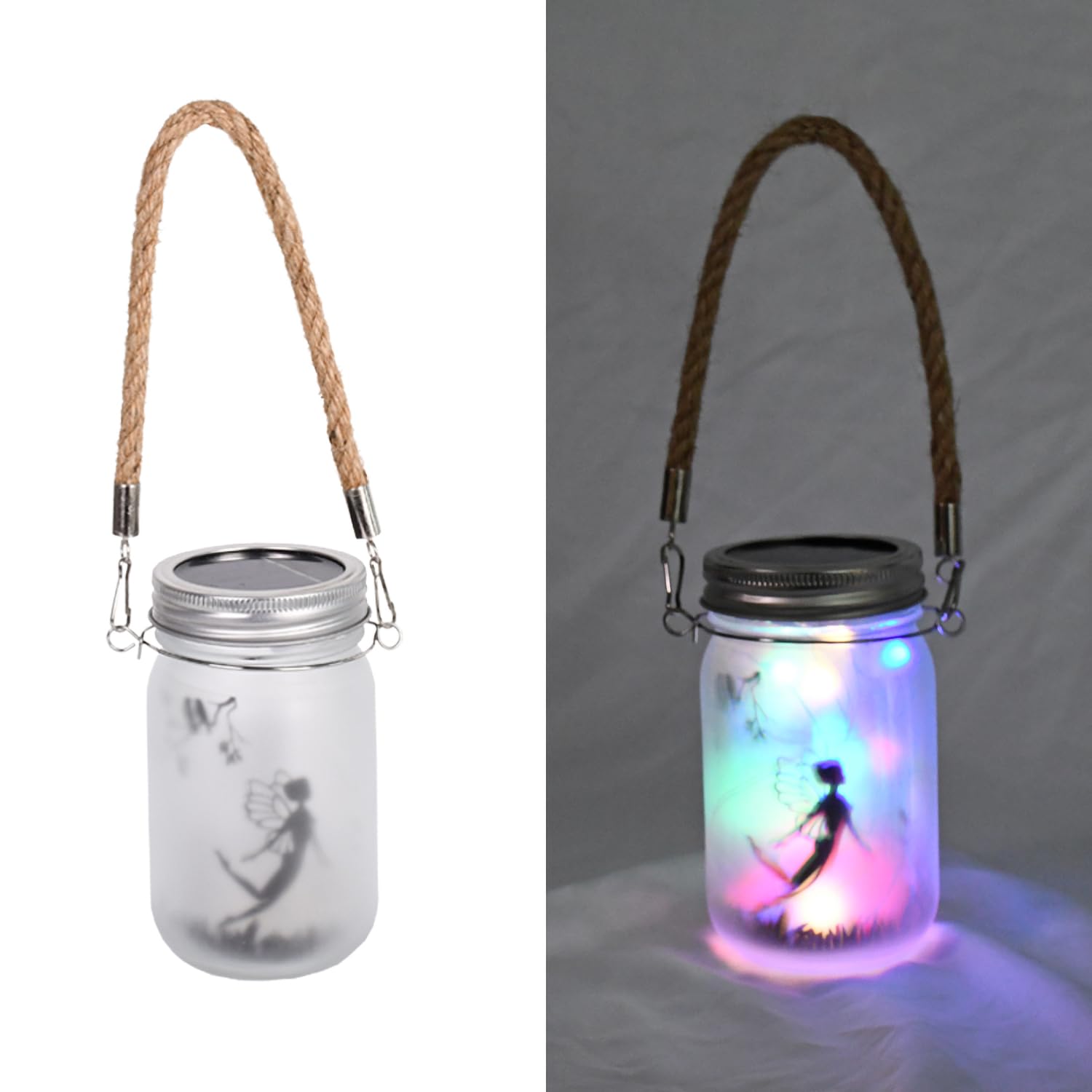 2 Pack Solar Fairy Lantern for Garden Decorations, Christmas Decorations Lights Hanging Lamp Frosted Glass Jar for Home Yard Pat