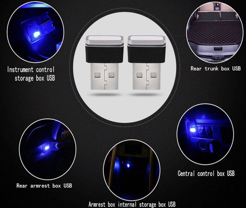 iJDMTOY Miniature Red LED Car Interior Ambient Lighting Kit - USB Plug-in Center Console Illumination