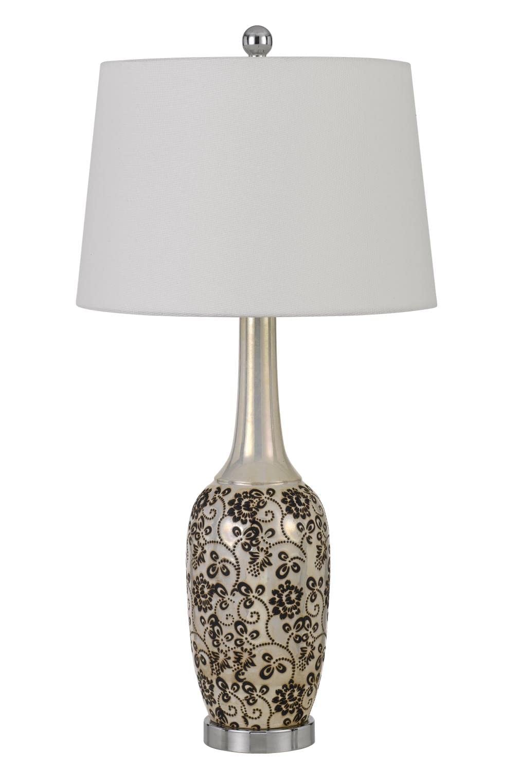 Cal Lighting BO-2914TB-2 Transitional Two Light Table Lamp from Paxton Collection in Pewter, Nickel, Silver Finish, 15.00 inches