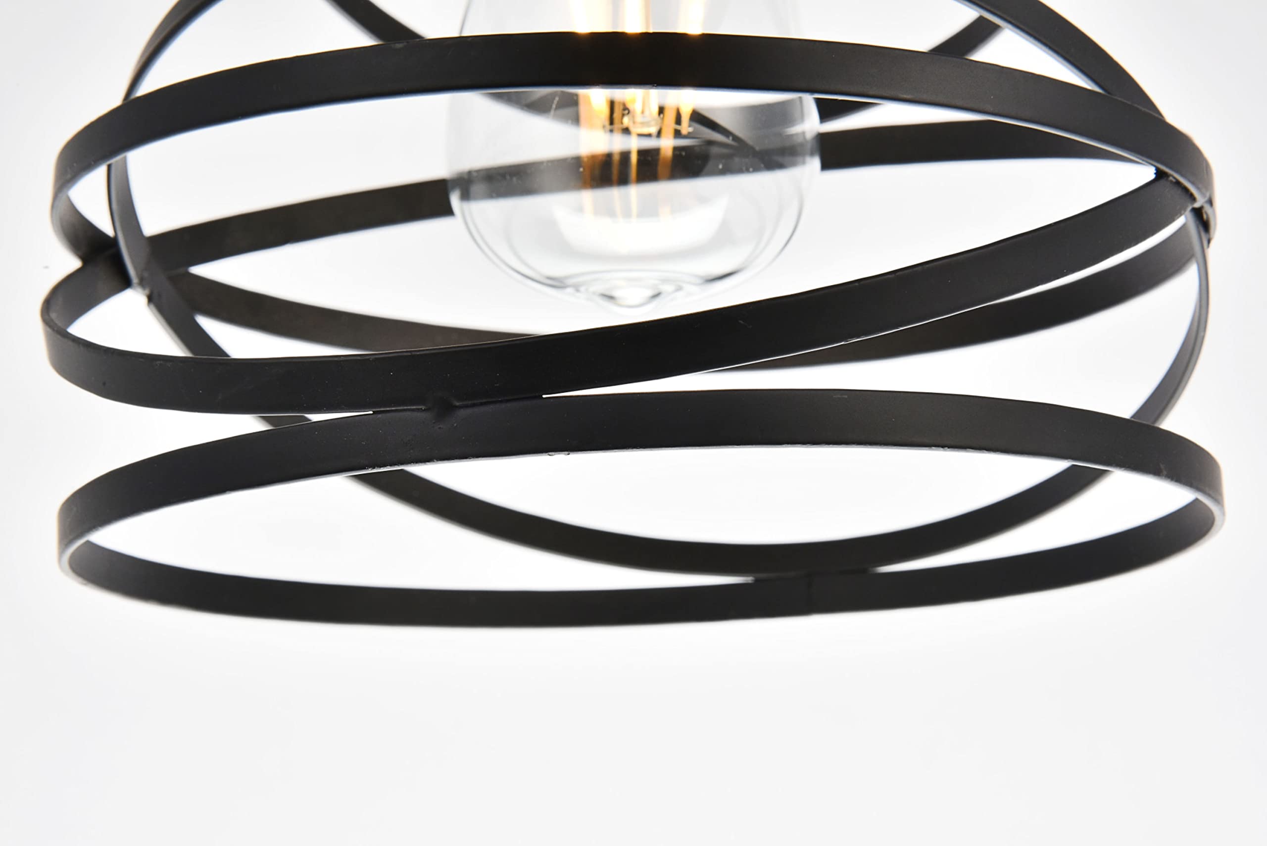 Elegant Lighting Living District Sybil Collection Pendant D7.5 H9.2 Lt:1 Matte Black Finish