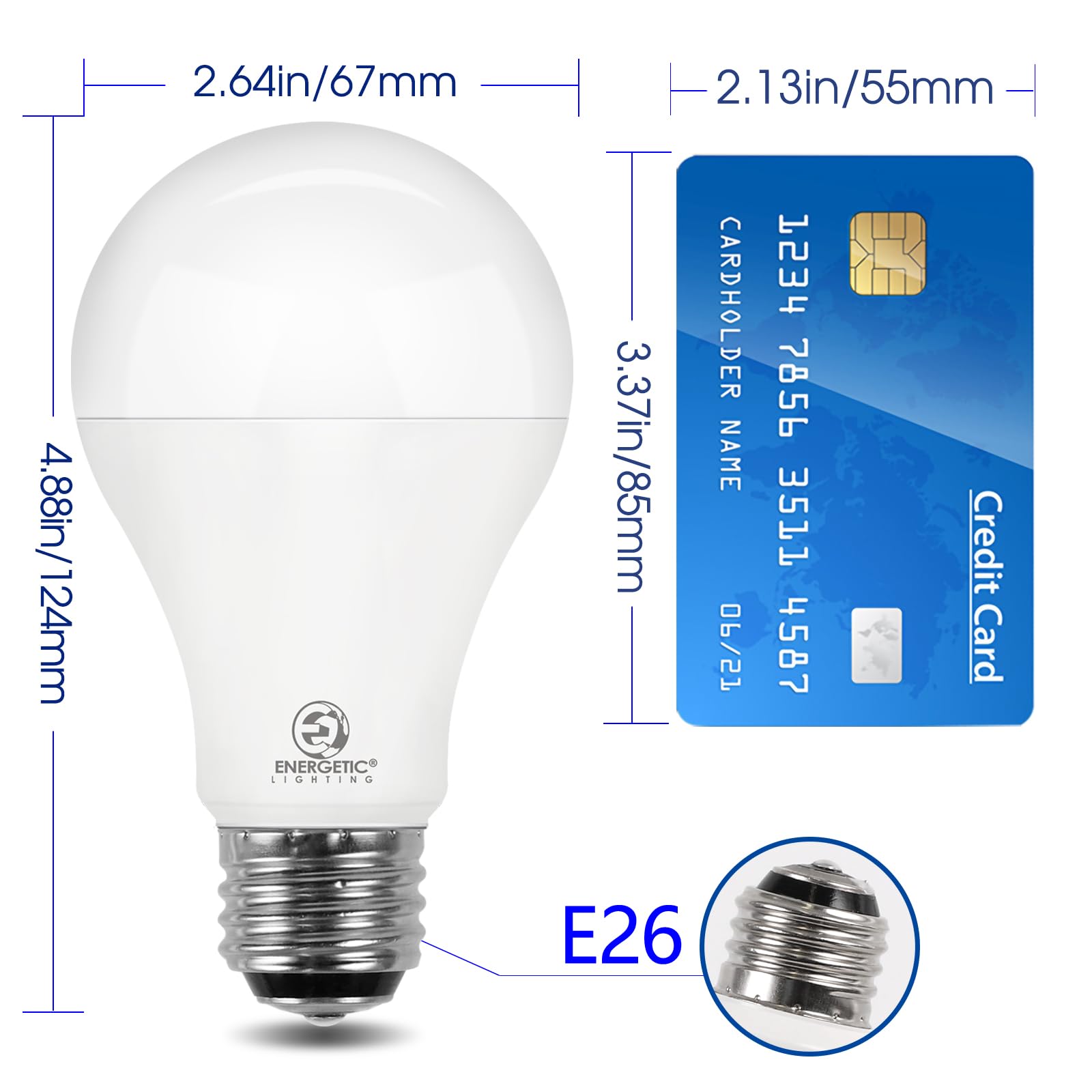 Super Bright 50/100/150W 3-Way A21 Led Light Bulb, 800/1600/2200 Lumens, 2700K Soft White, Non-Dimmable, E26 Base, Ul Listed, 2-