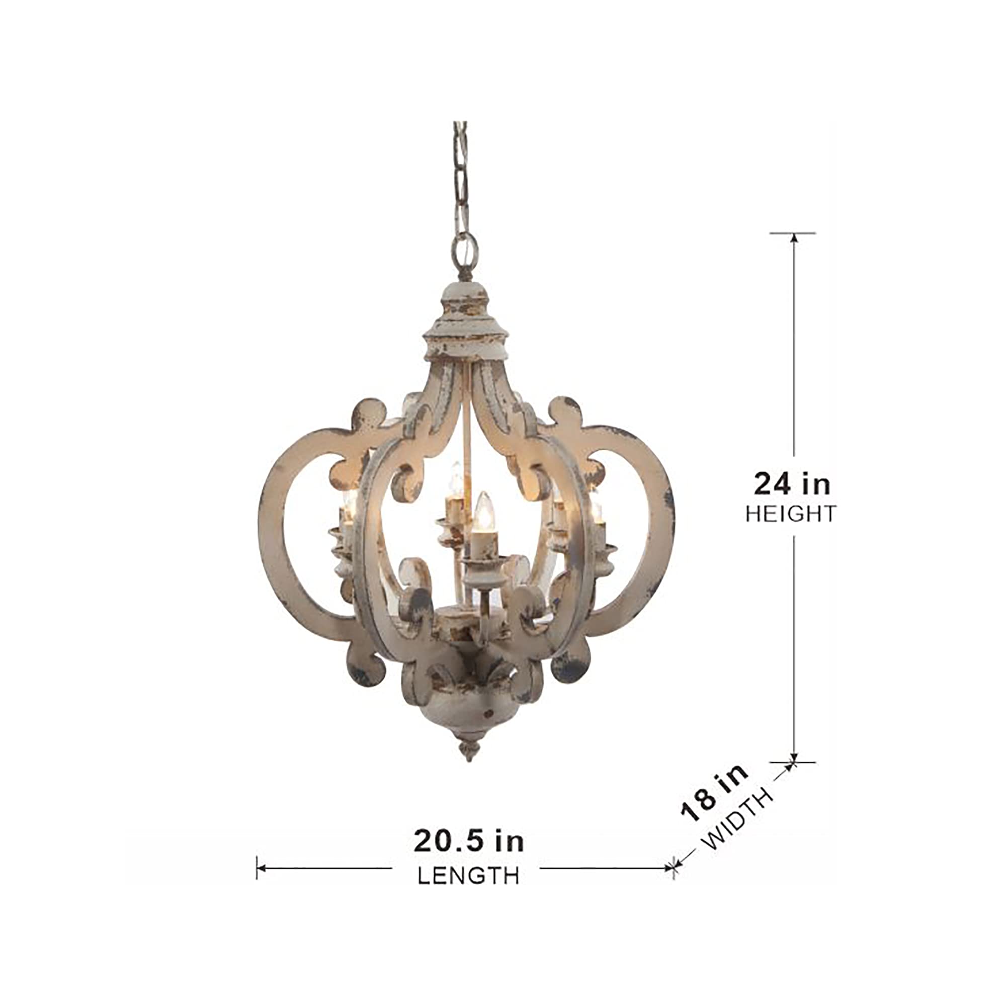 Bhome Wood and Metal Chandelier, 20.5inx18inx24in, Multicolored, Model DSDT38552