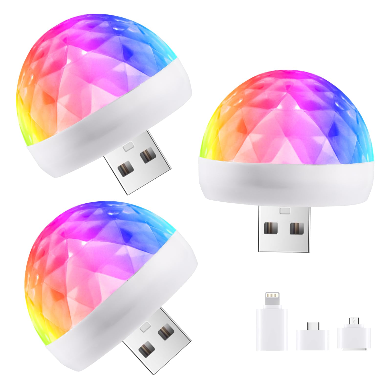 Orlabno Usb Mini Disco Ball Light, Sound Activated Party Light, Stocking Stuffers For Kids, Car Karaoke Bar Party Decoration Lig