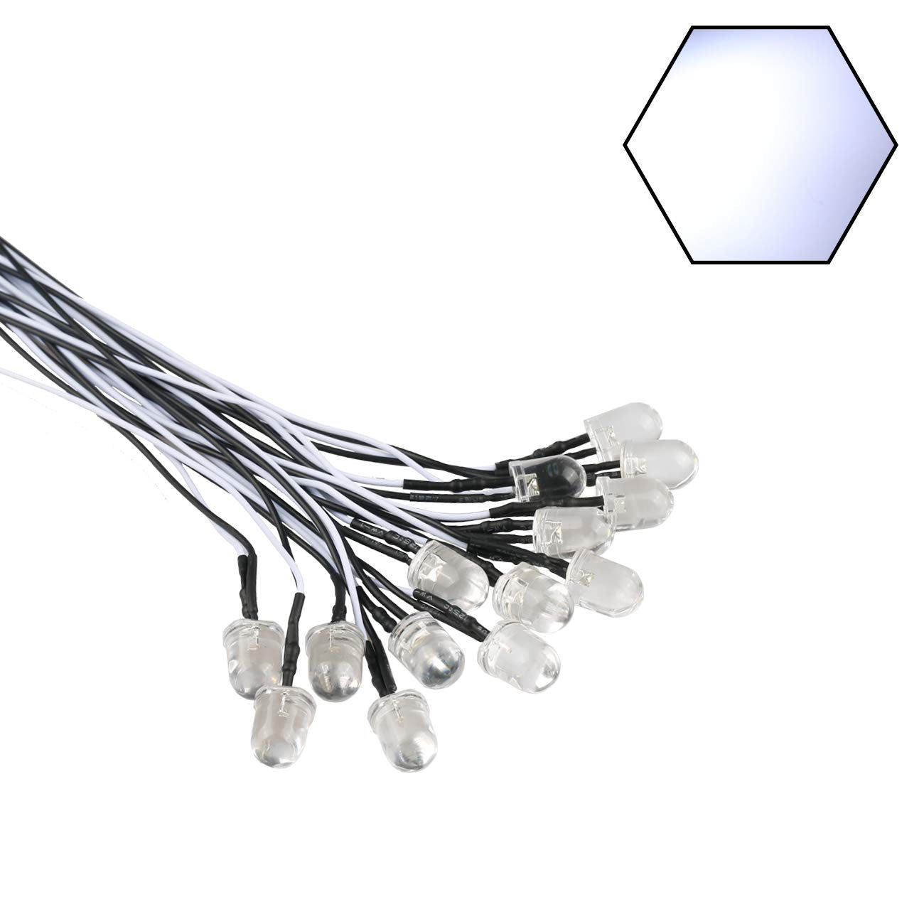 Edgelec 30Pcs 12 Volt 10Mm White Led Lights Emitting Diodes Pre Wired 7.9 Inch Dc 12V Led Light Clear Lens Small Led Lamps