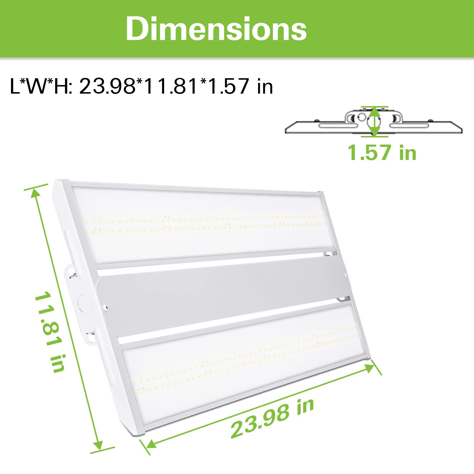 Hykolity 2 Pack 2Ft Led Linear High Bay Shop Light, 150W Led Shop Light, 19500Lm 130Lm/W, 100-277V, 0-10V Dim, 5000K Daylight Li