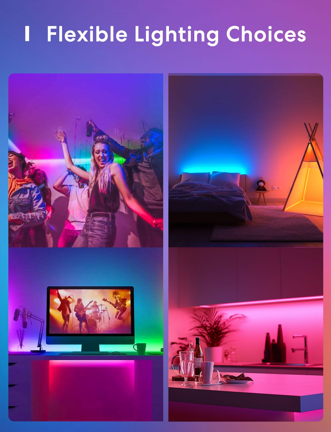 meross Smart LED Strip Lights 16.4ft WiFi RGB Lights for HomeKit, Alexa, Google Home, UL Listed, Model MSL320