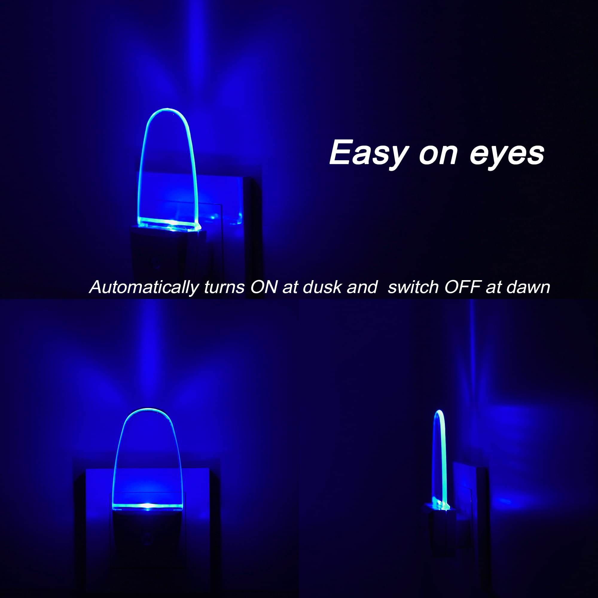 REMINDA Night Light Lamp - 4 Pack with Dusk to Dawn Sensor, Blue LED, Plastic, Model GL-NL-0.5W