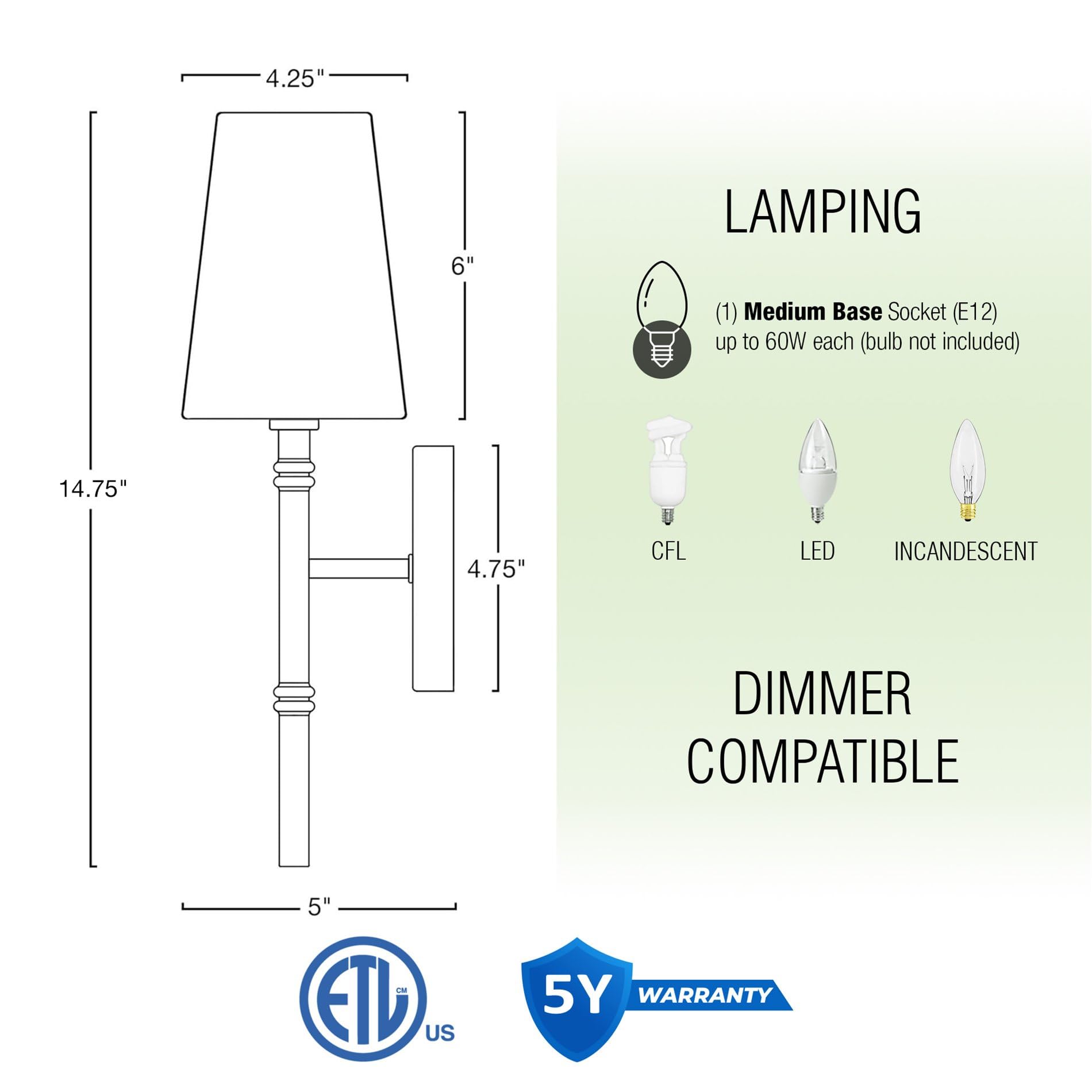 Kira Home Torche II Wall Sconce, 15in Cool Brass Finish with Black Linen Shade, Model RVL-W6511-1-CB