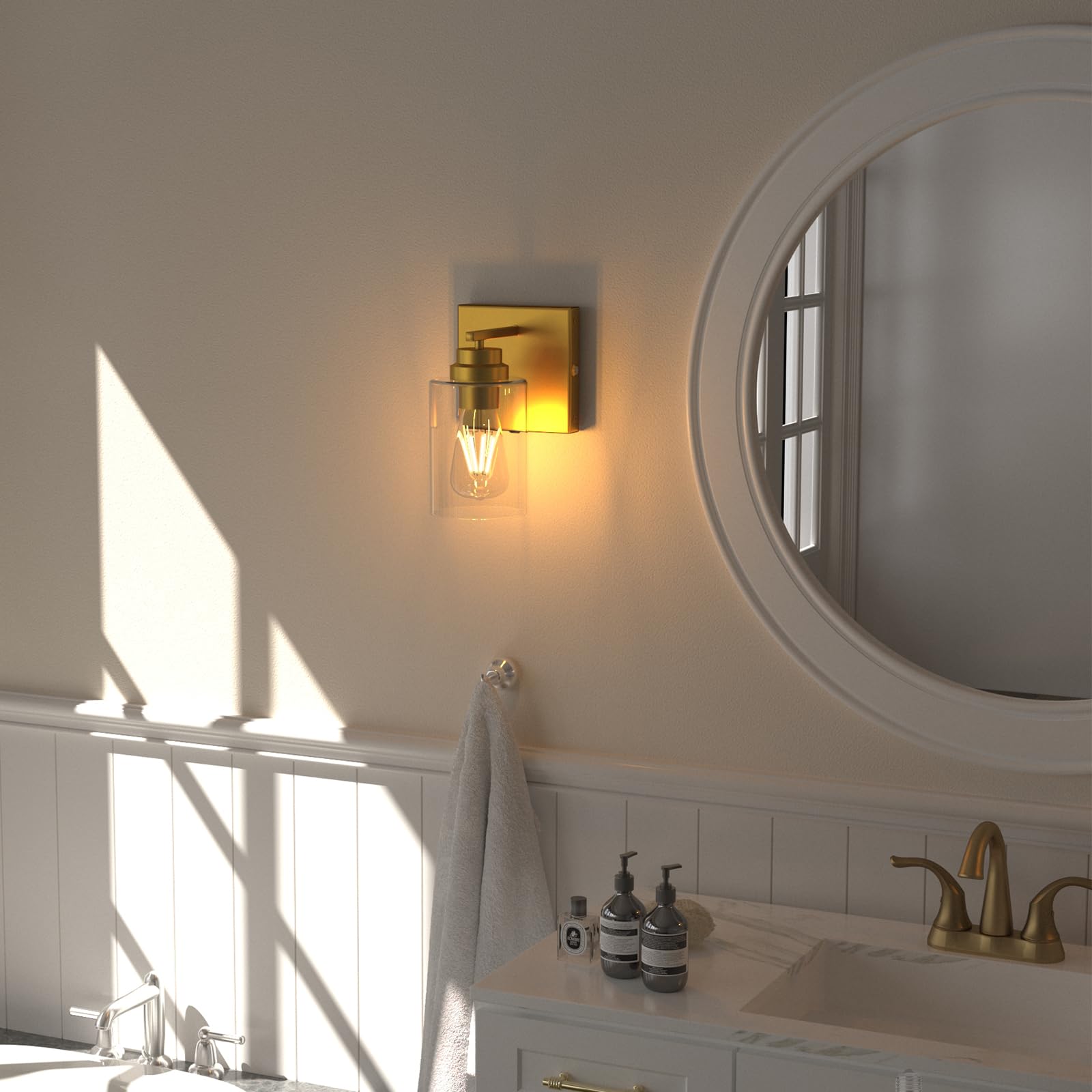 ThyFenno Dimmable Wall Sconce Set of 2, Rechargeable, Touch Control, Brass, Model TF-1T T2L