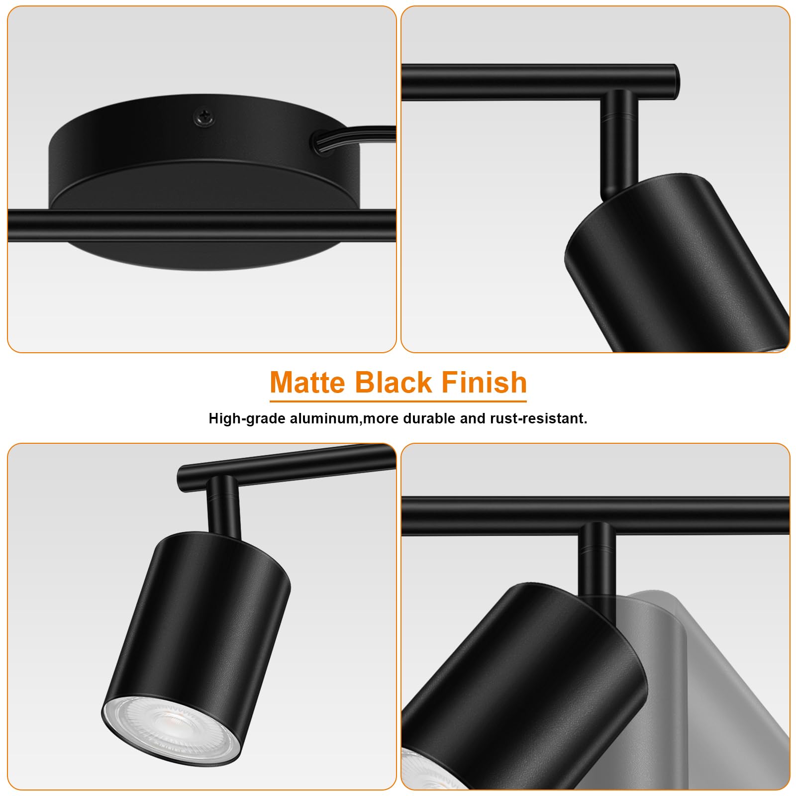 Plug In Track Lighting Led  Track Lighting Fixtures Ceiling  Black 6-Light Kitchen Light Kit  Plug In Wall Light With 14.8Ft Power Cord  Rotatable Ceiling Spotlight For Bedroom(Gu10 Socket  No Bulb)