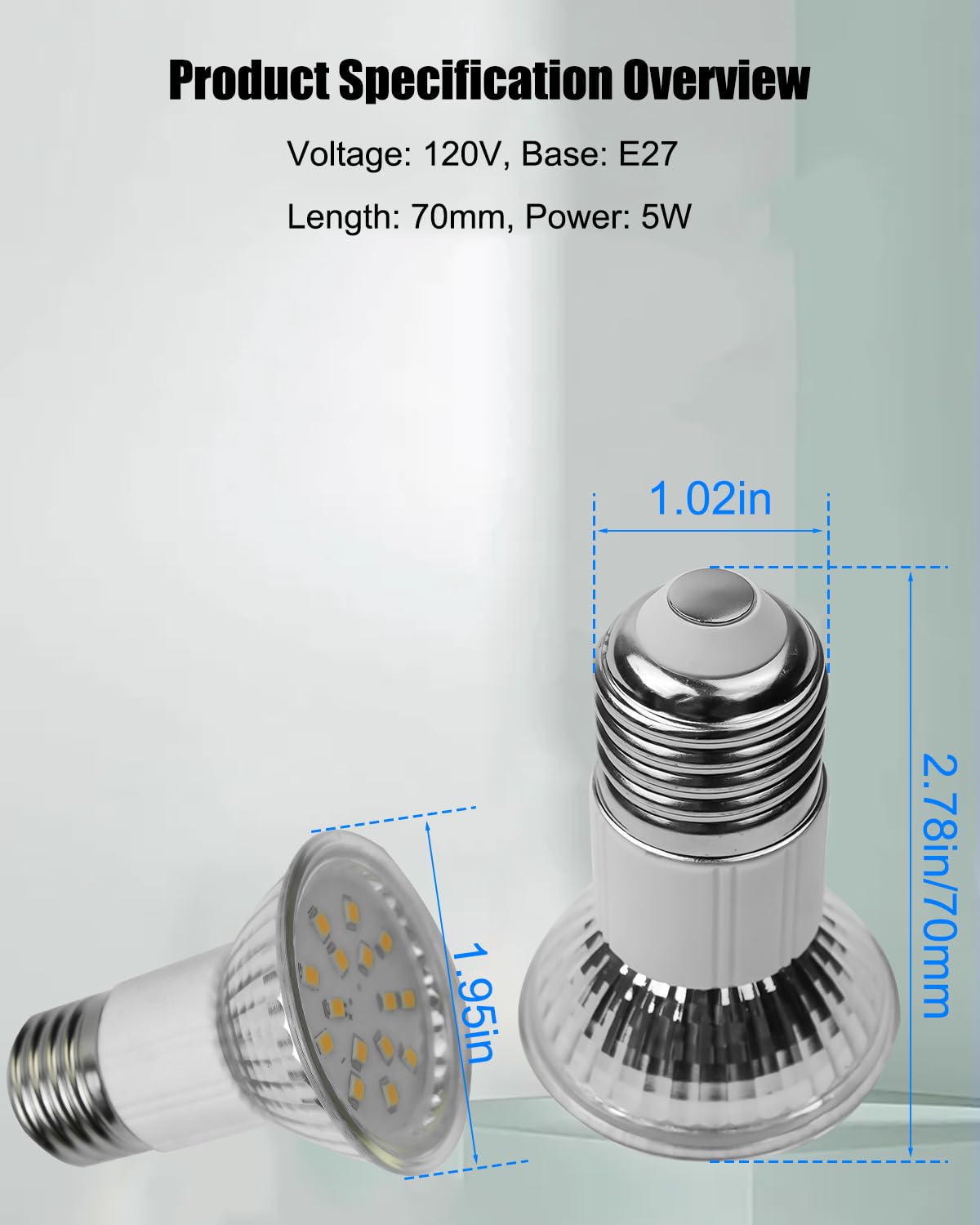 NTSUMI LED Light Bulbs for Zephyr Dacor, 70mm, Warm White, 5W, JDR E27, 120V, 2 Pack