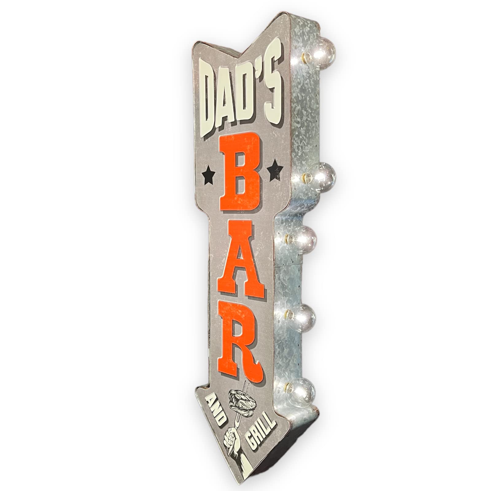 American Vintage Sign Co. Dads Bar Double-Sided Marquee Sign Metal LED Bulbs 26 x 3 x 8 inches Vintage Print