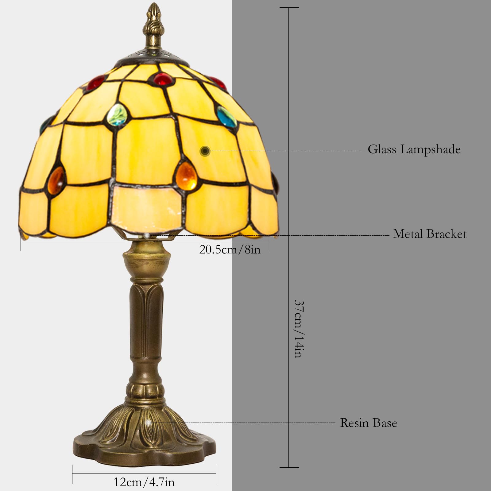 Ppbmocw Stained Glass Lamp,8X14 Inches Small Tiffany Lamp For Bedside,Antique Office,Living Room (C Pteris)