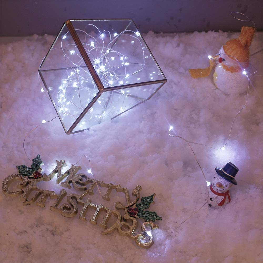 Yiaht 16 Pack LED Fairy Lights, 10 Feet, 30 LEDs, Battery Operated, Waterproof, Silver Wire, White for Christmas, Party, Wedding, Patio