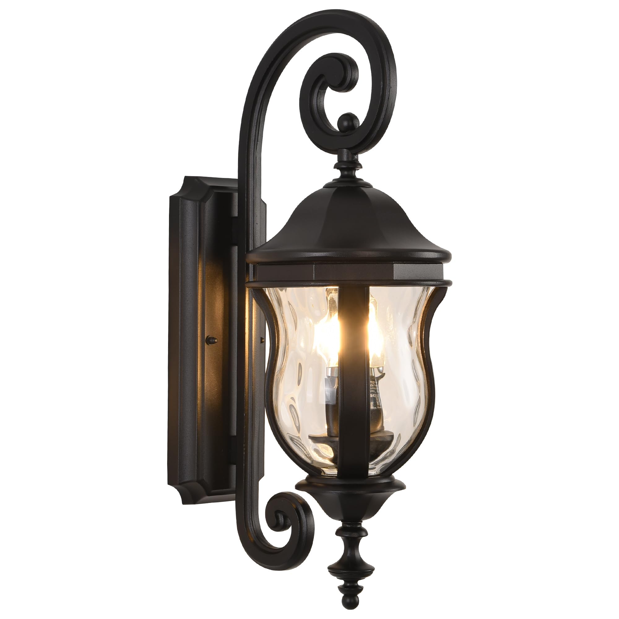 Smeike Outdoor Wall Sconces - Black Aluminum Exterior Lantern, 22.8" H, Waterproof Lighting for Patio & Garage