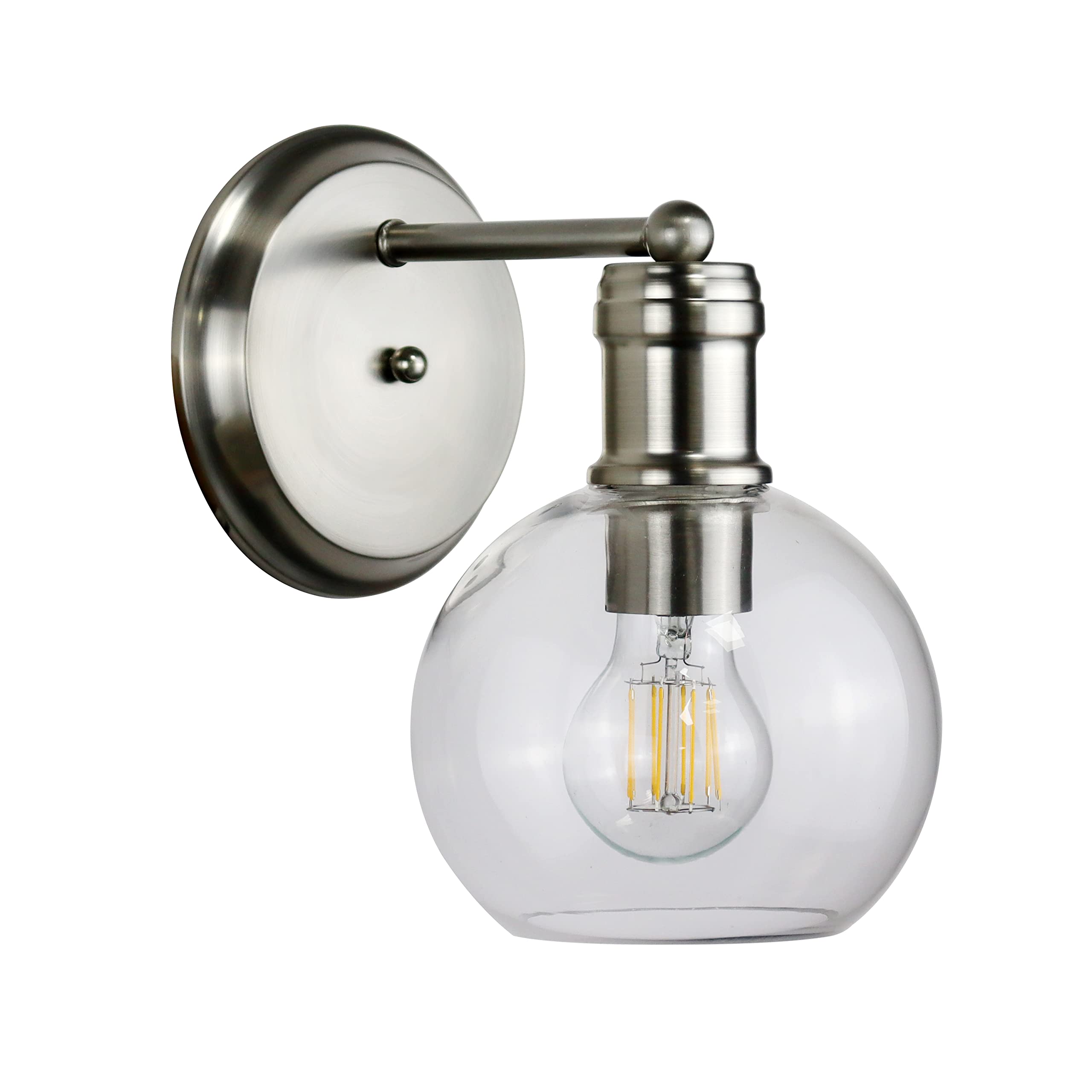 Chloe Lighting Wall Sconce, 1 Light, Brushed Nickel, Glass, 6in Wide, Model CH6S001BN06-WS1