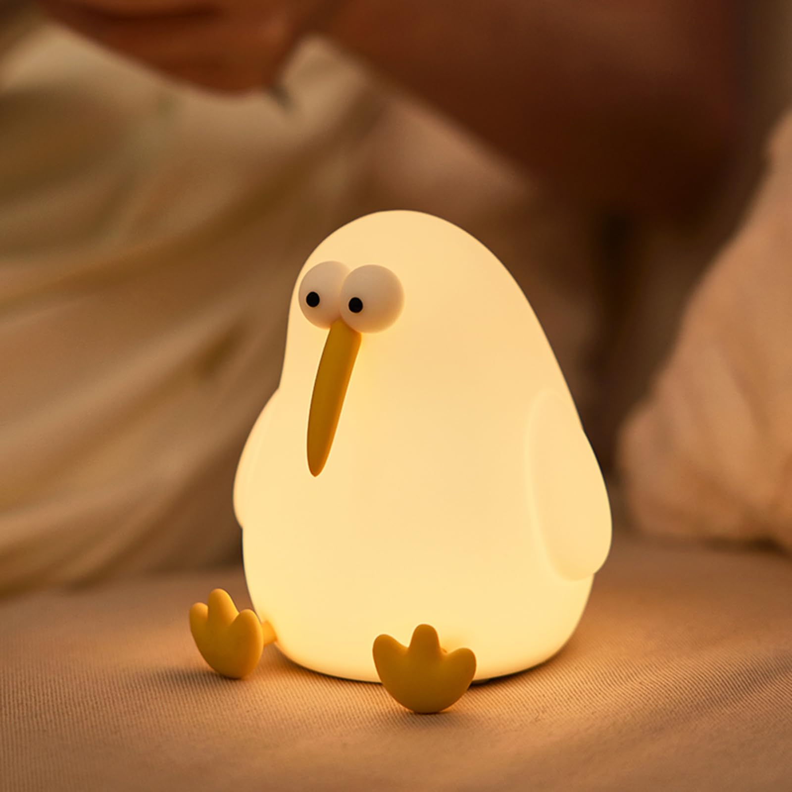 Cute Baby Night Light for Kids,Squishy Kiwibird Bedside Lamp for Night Stands,Rechargeable Dimmable Silicone Nursery Toddler Ani