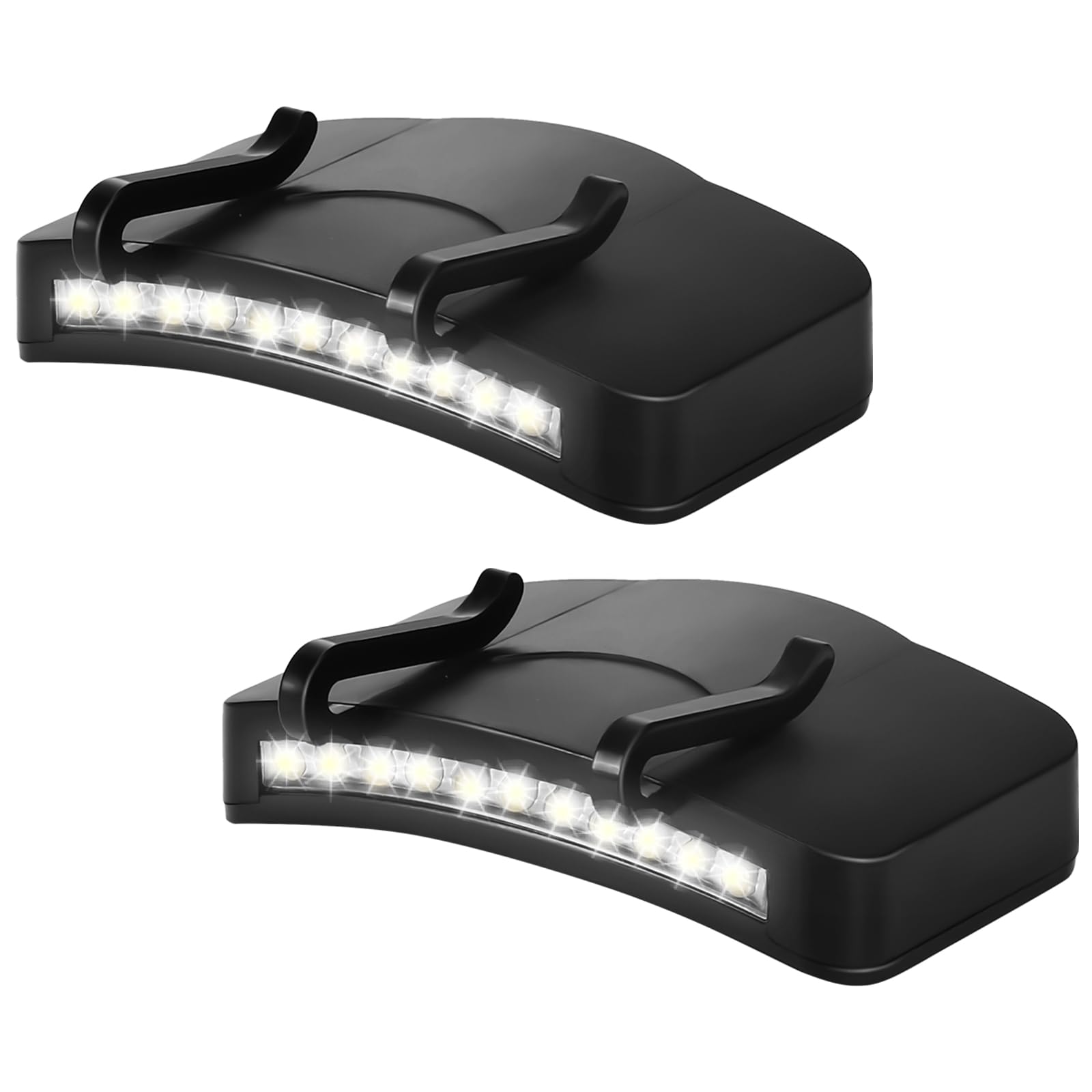 Mudder 2 Pcs Hat Light Clip 11 Led Cap Lights Clip On Hat Battery Powered Hat Brim Clip On Light Black Waterproof Ultra Bright H