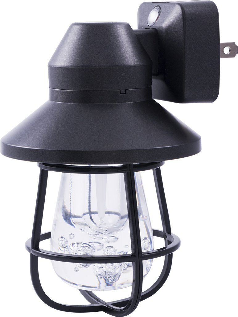 GE Vintage LED Night Light, Dusk to Dawn Sensor, 1 Pack, Black, Model 38628, Plastic, Farmhouse Decor, Ambient Lighting