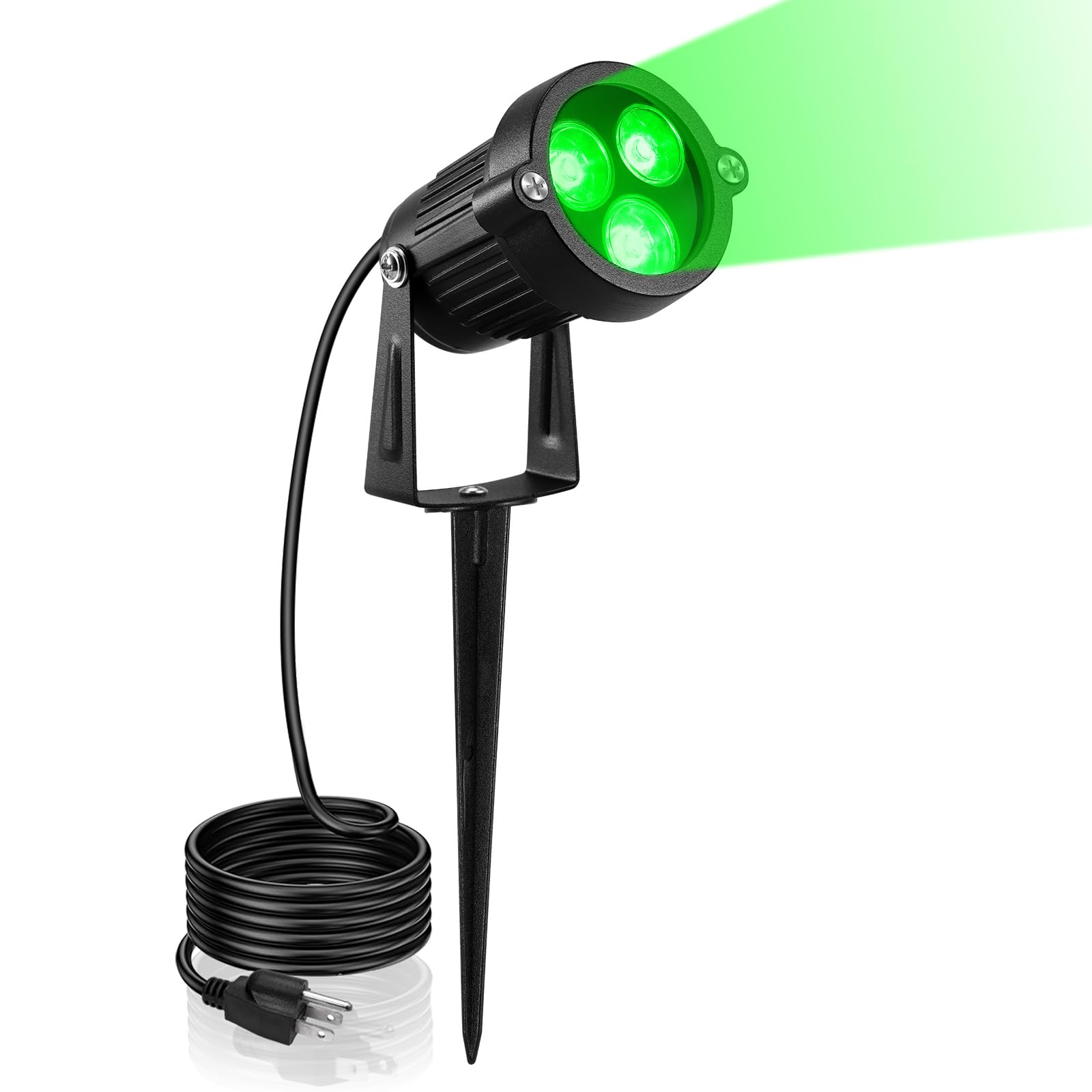 LemonBest Outdoor Water-Resistant LED Lawn Garden Landscape Lamp Wall Yard Path Patio Lighting Spot Lights Green AC Spiked Stand