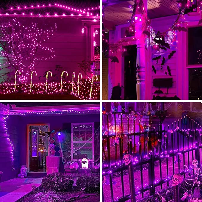 Glownova Brown Wire, Purple Incandescent Bulb 300(150L*2Pcs) Mini String Lights For Indoor Halloween Tree Home Party Festival Decoration