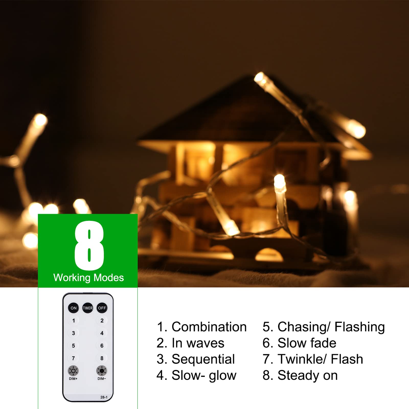 Brightown Icicle Lights, 40 FT 432 LED, Warm White, 8 Modes, Remote & Timer, Waterproof Fairy Lights for Indoor/Outdoor Decor