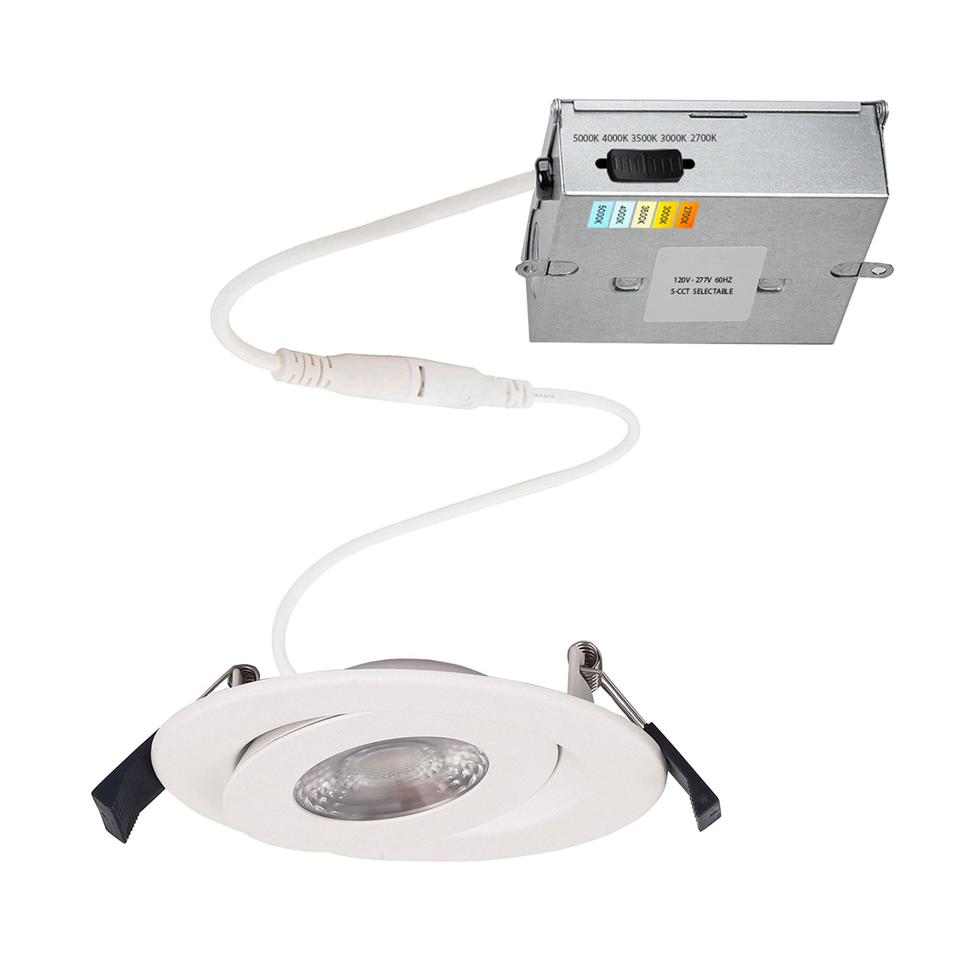 WAC Lighting, Lotos 6in LED Round Adjustable 5-CCT Selectable 2700K-3000K-3500K-4000K-5000K Recessed Kit in White