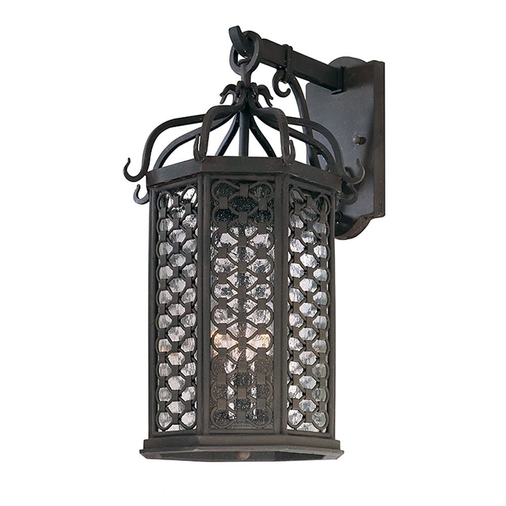 Troy Lighting Los Olivos 20.5H 3-Light Outdoor Wall Lantern - Old Iron Finish with Clear Seeded Glass