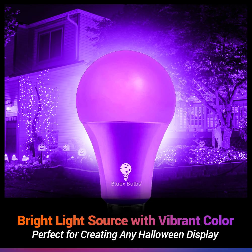 2 Pack Bluex Led A21 Purple Light Bulbs - 15W (120Watt Equivalent) - E26 Base Purple Led Purple Bulb, Party Decoration, Porch, H