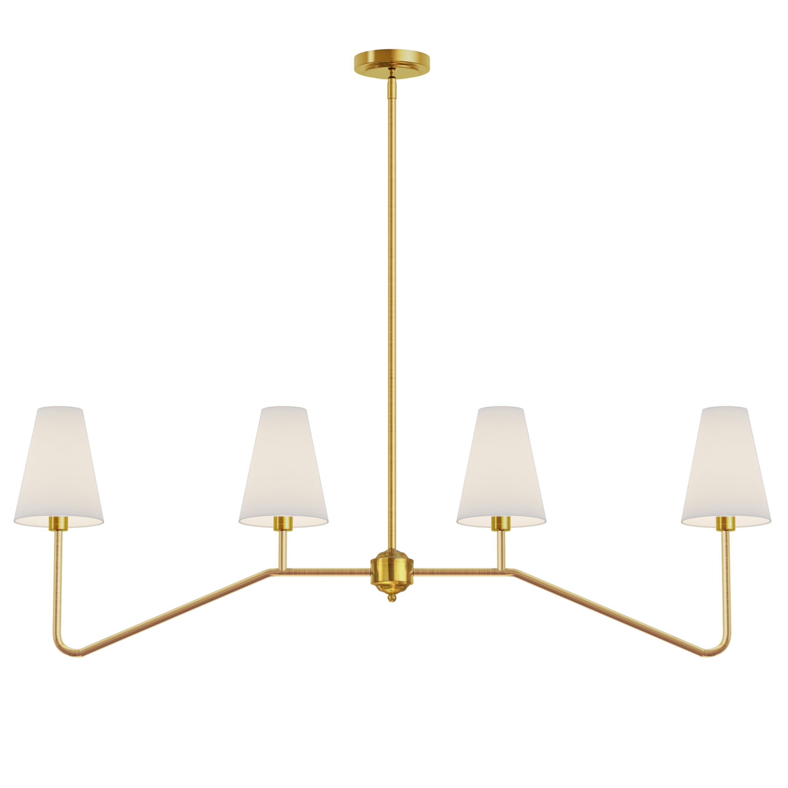 Electro Bp 47&quot; W 4-Light Linear Chandelier, Gold With White Shades, Kitchen Island Lighting