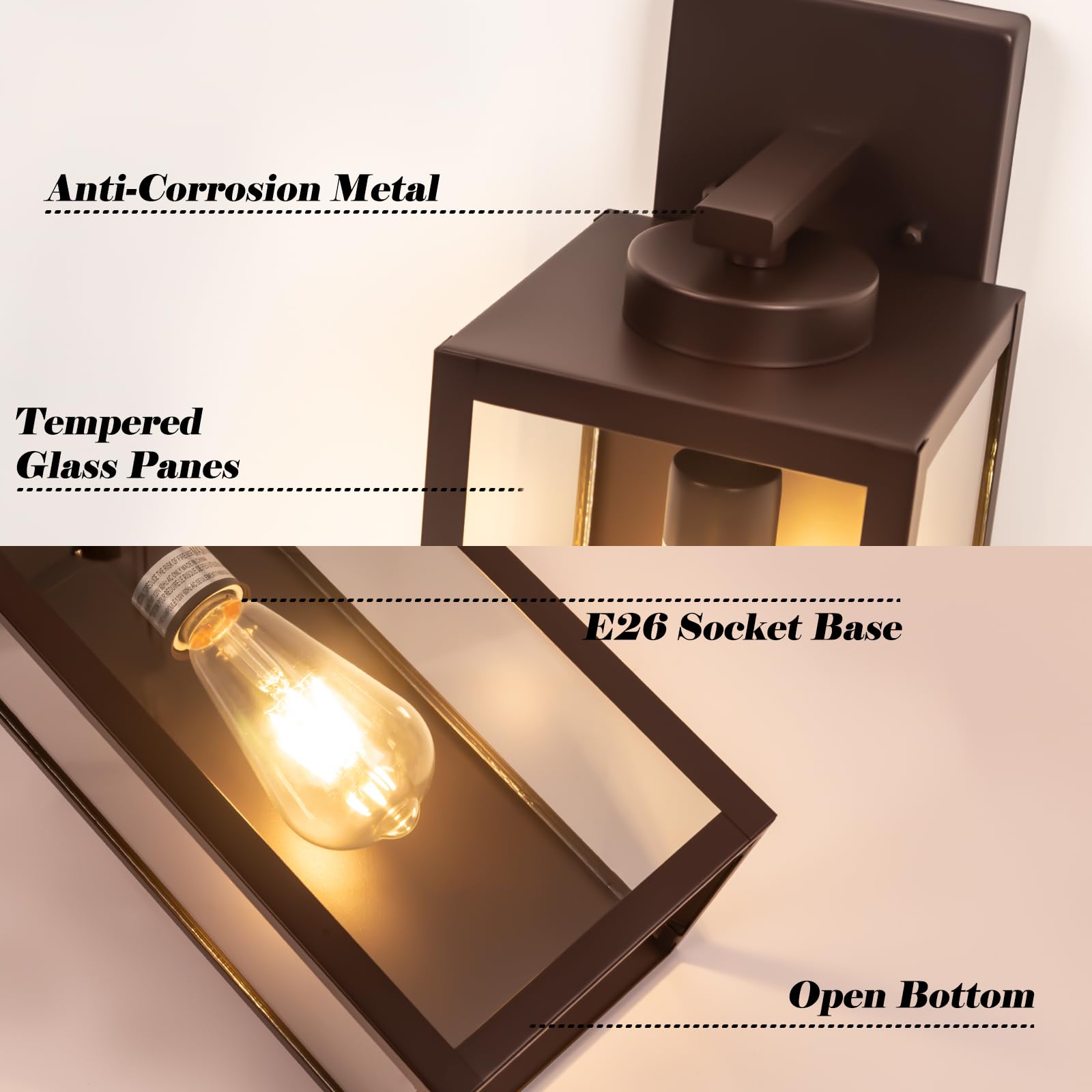 Yolsunes 16-Inch Oil-Rubbed Bronze Large Outdoor Wall Light Fixture  Brown Exterior Wall Lantern  Farmhouse Porch Sconce Lighting  Modern Outside Lights For House  Garage  Patio Lamp  2 Packs