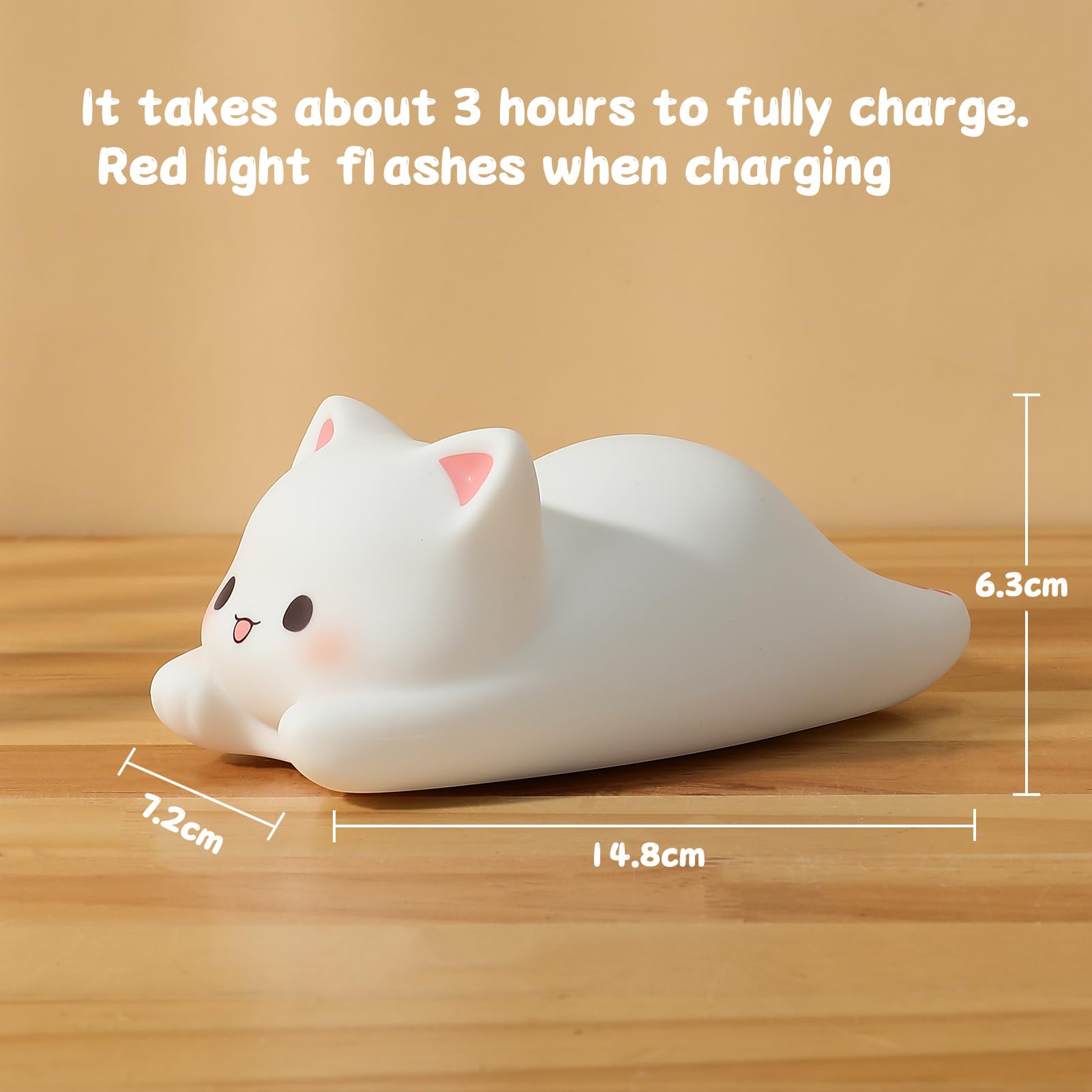 LOVERUIS Cute Cat Night Light for Kids, Dimmable Nursery Lamp, 4 inches, Multicolor, Model ZHLJ1