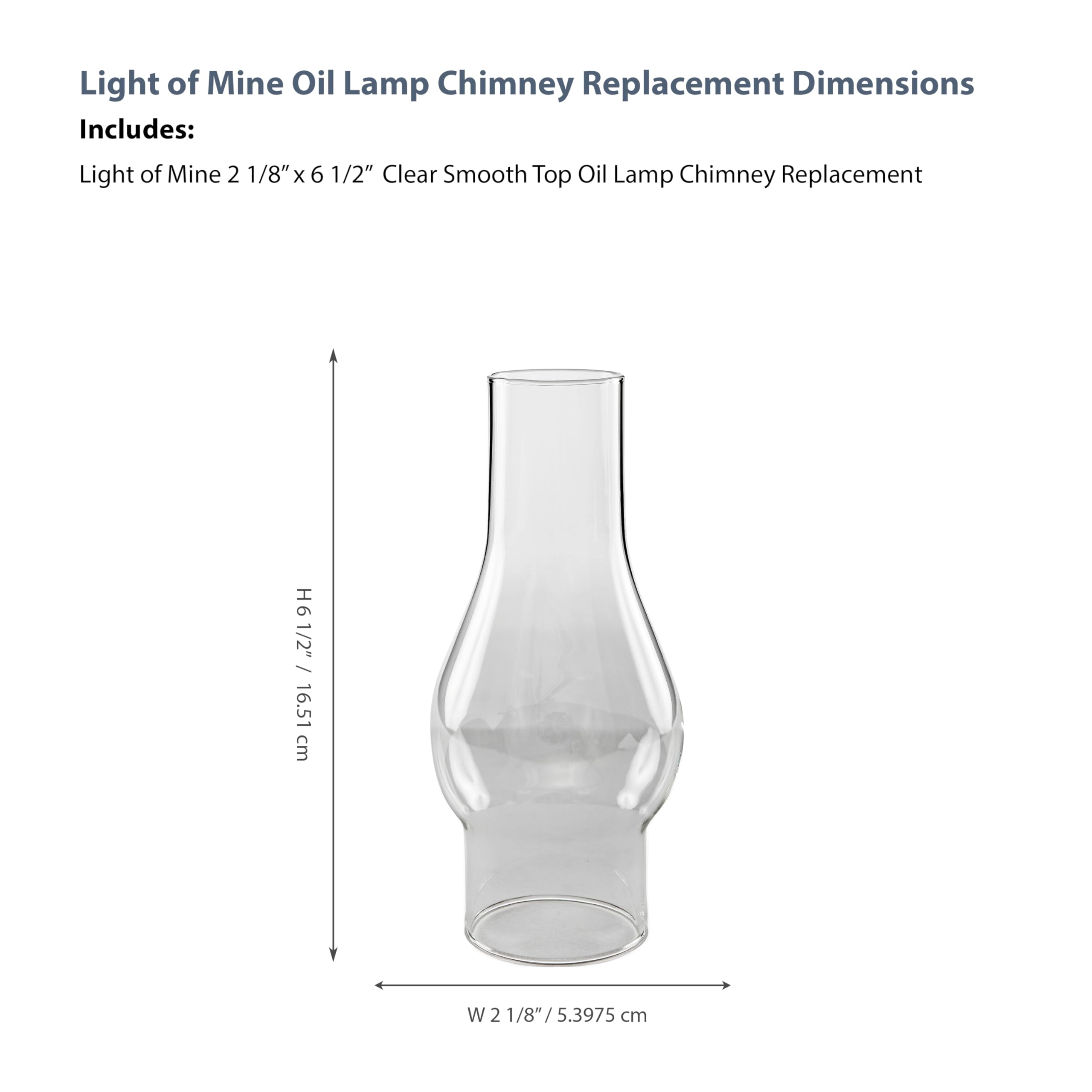 Light Of Mine - 2.125&quot; X 6.5&quot; Oil Lamp Replacement Chimney (2 1/8&quot; X 6 1/2&quot;)