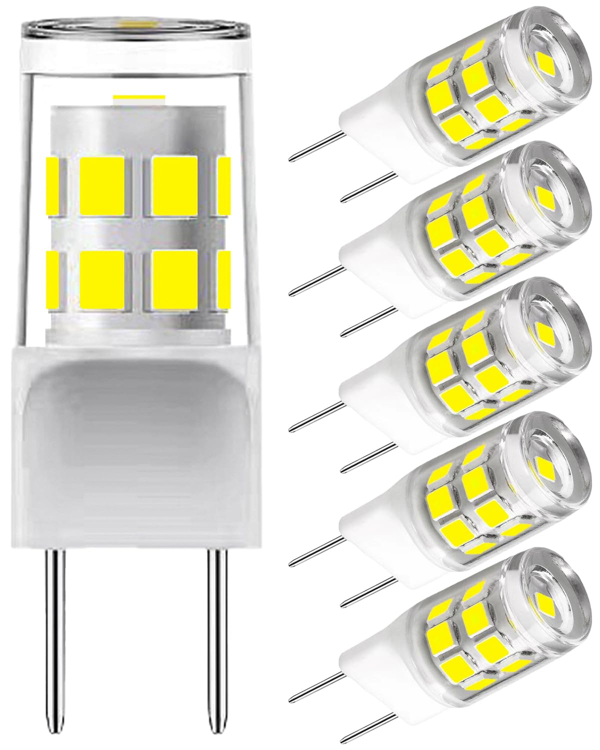 G8 Led Bulb,T4 3W Replacement For 20-25W Halogen Bulb,Daylight White 6000K,Gy8.6 Jcd Type Bi-Pin Base,120V,Puck Light Bulb,For G