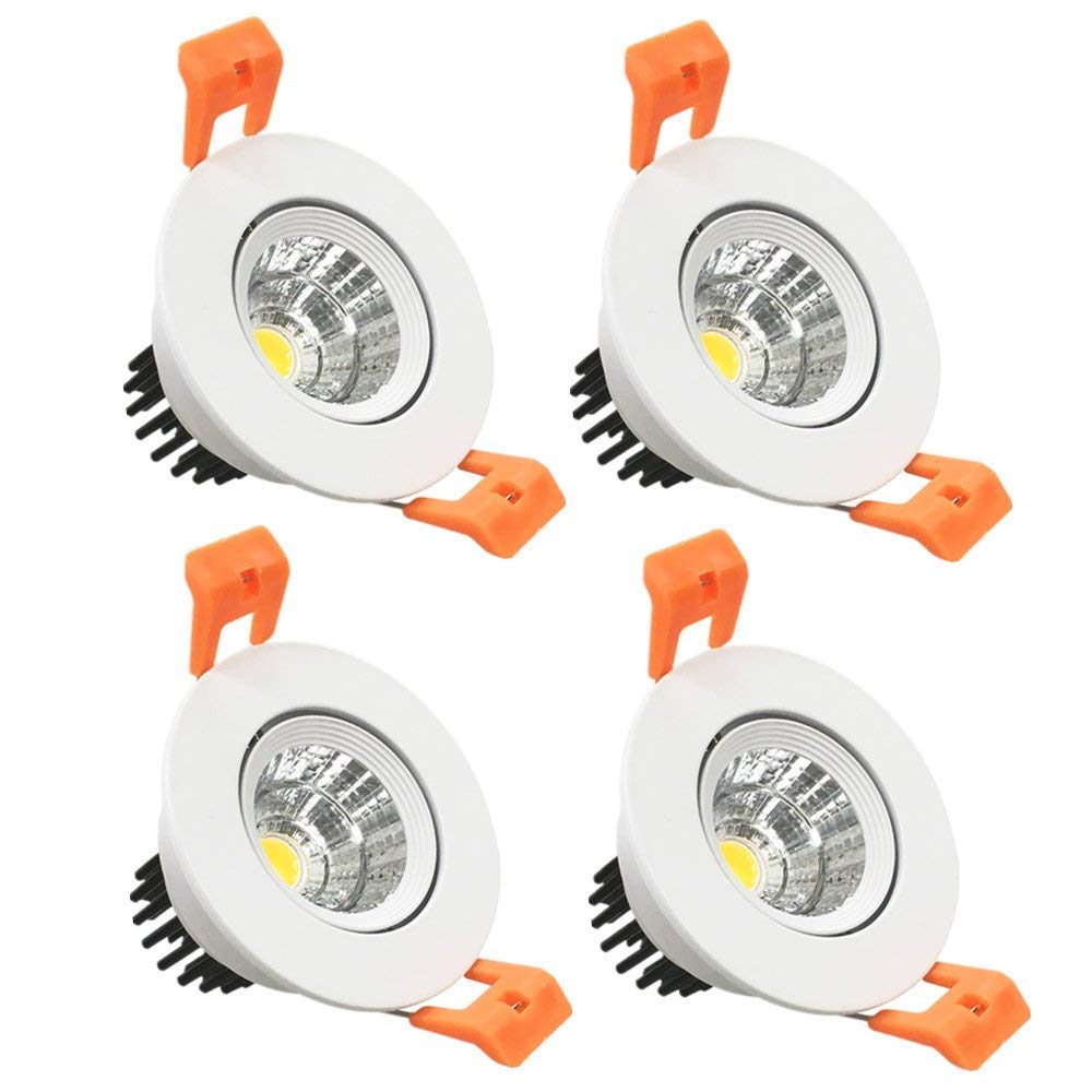 Bulbright 4-Pack 5W 3.5 inch LED Downlight COB Directional Retrofit Kit Recessed Ceiling Can Light Trim 350LM 35Watt Halogen Bul