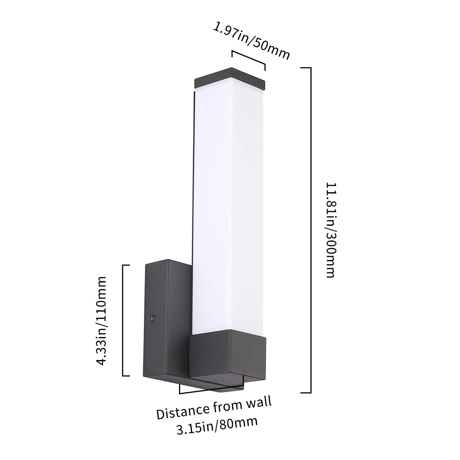 7Degobii Black Wall Sconce For House Decor Led Wall Lights For Bedroom Bedside Wall Lamp Modern Indoor Led Hallway Sconces Wall Lighting 12" Inch Height 12W 4000K